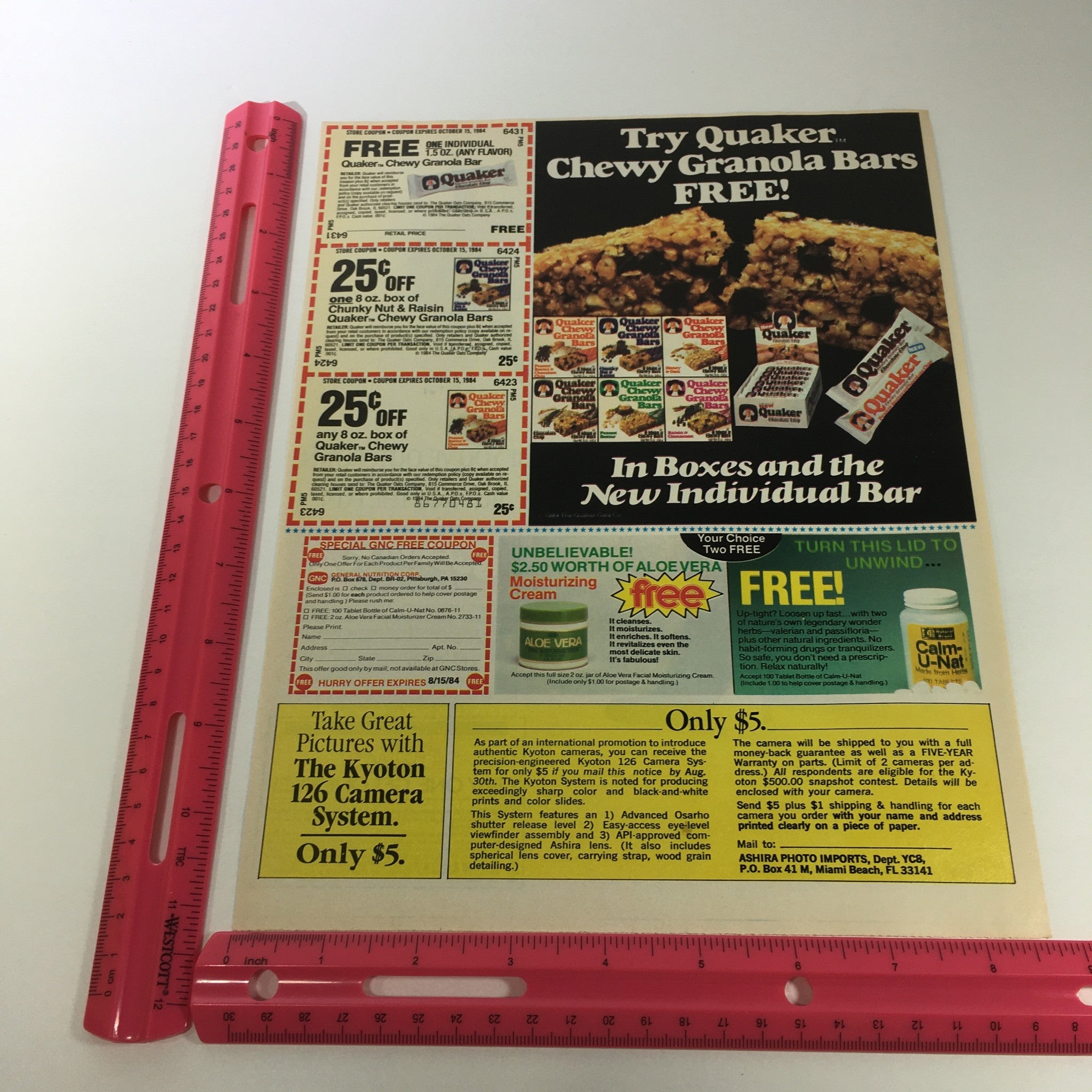 VTG Retro 1984 Quaker Chewy Granola Bars Print Ad Store Coupon
