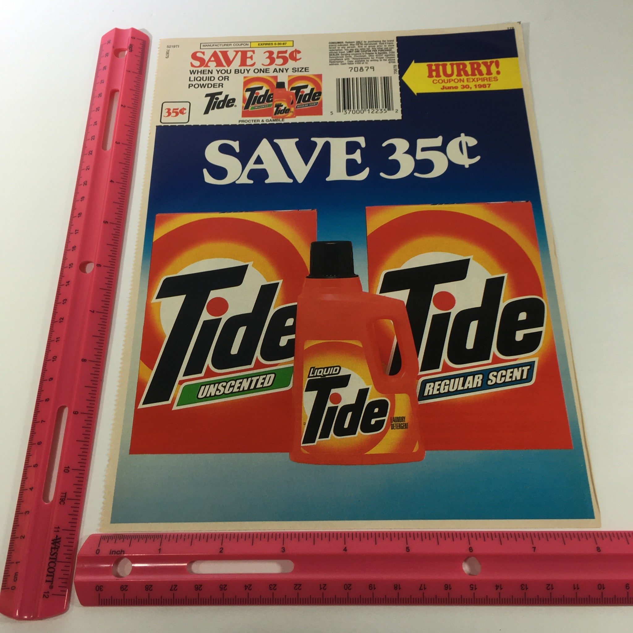 VTG Retro 1987 Tide Scented & Unscented Laundry Detergent Print Ad Coupon