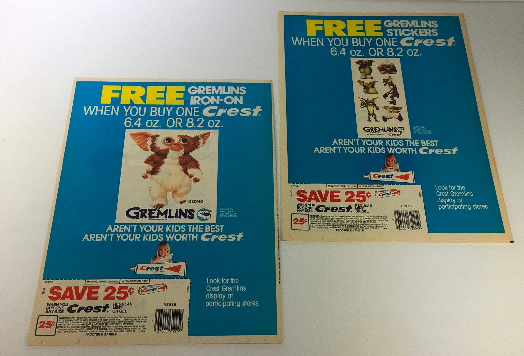 VTG Retro Lot of 2 1984 Crest Regular Mint or Gel Toothpaste Print Ad Coupon