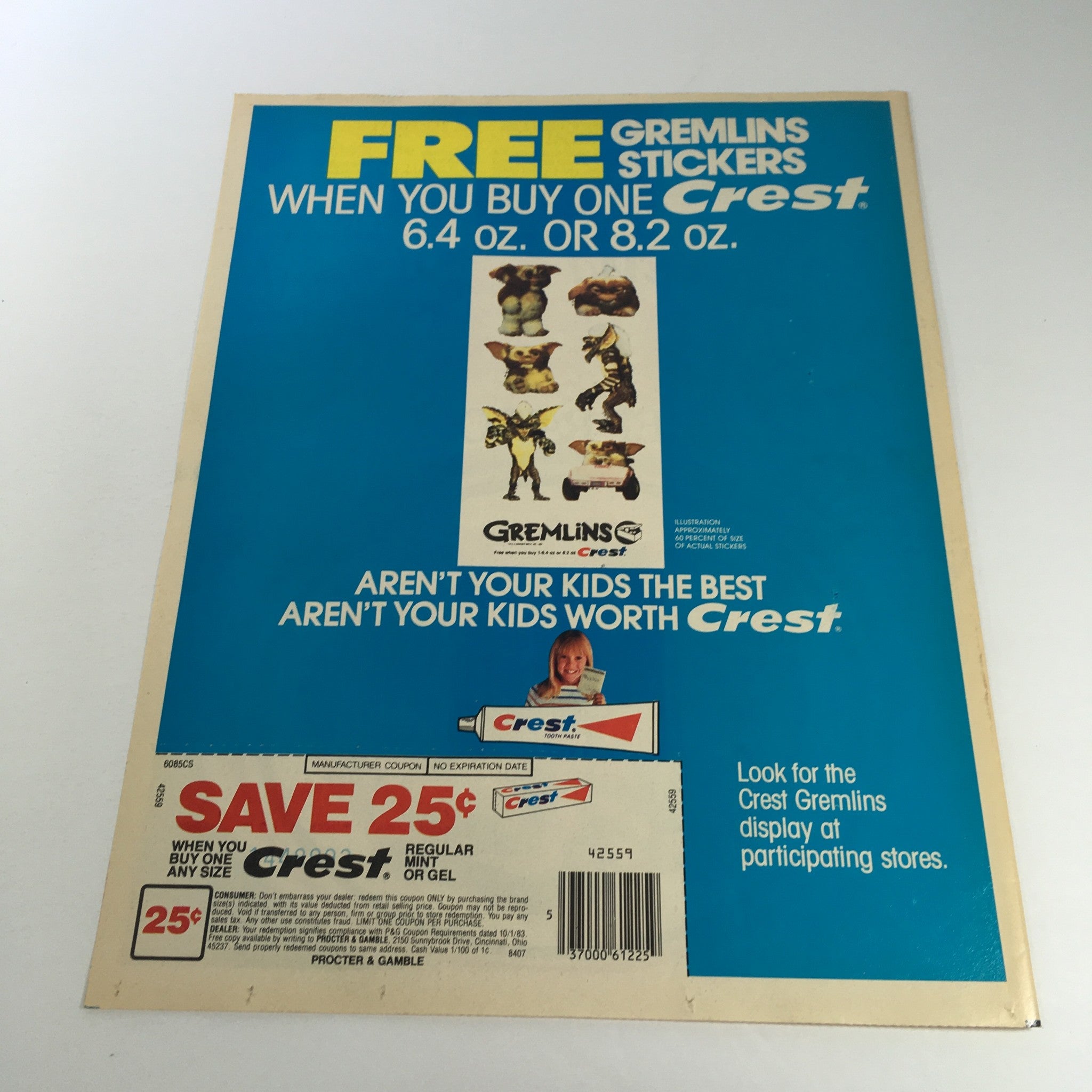 VTG Retro Lot of 2 1984 Crest Regular Mint or Gel Toothpaste Print Ad Coupon