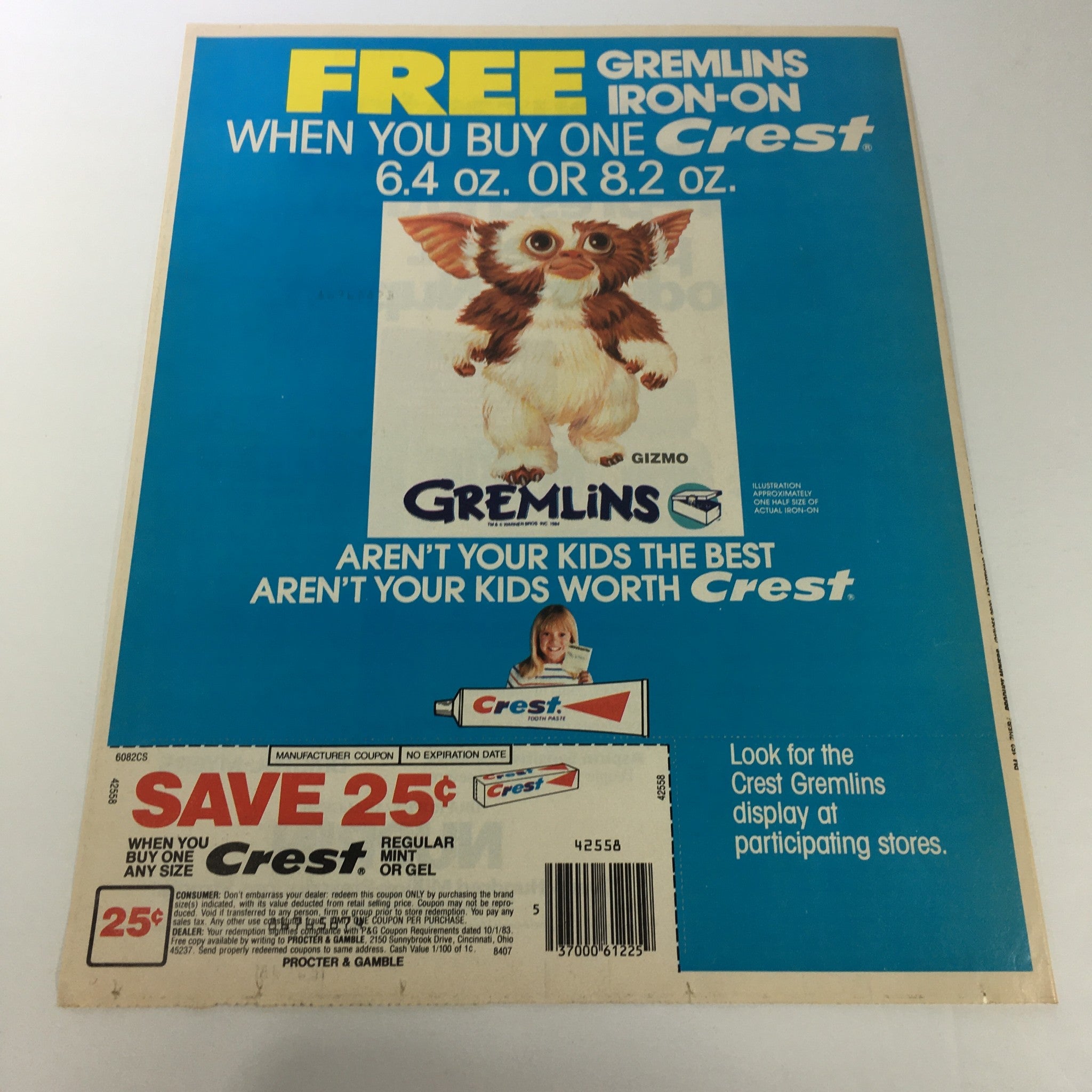 VTG Retro Lot of 2 1984 Crest Regular Mint or Gel Toothpaste Print Ad Coupon