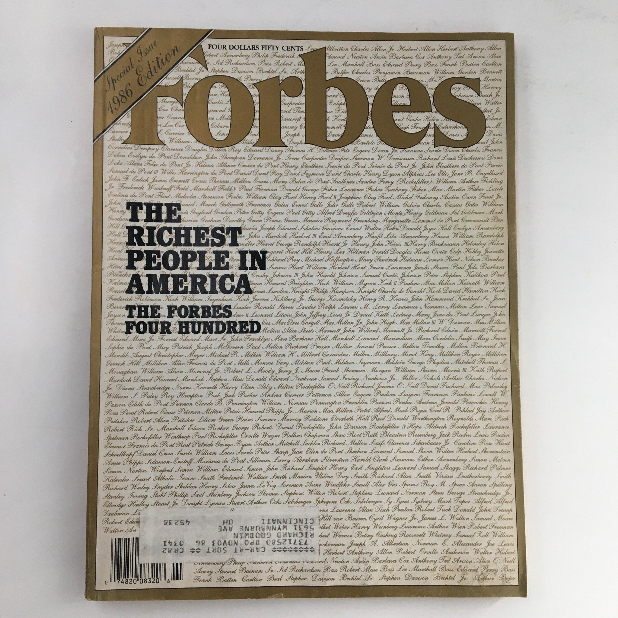 Cover of Forbes Magazine, 1986 edition, featuring 'The Richest People in America: The Forbes 400' list.