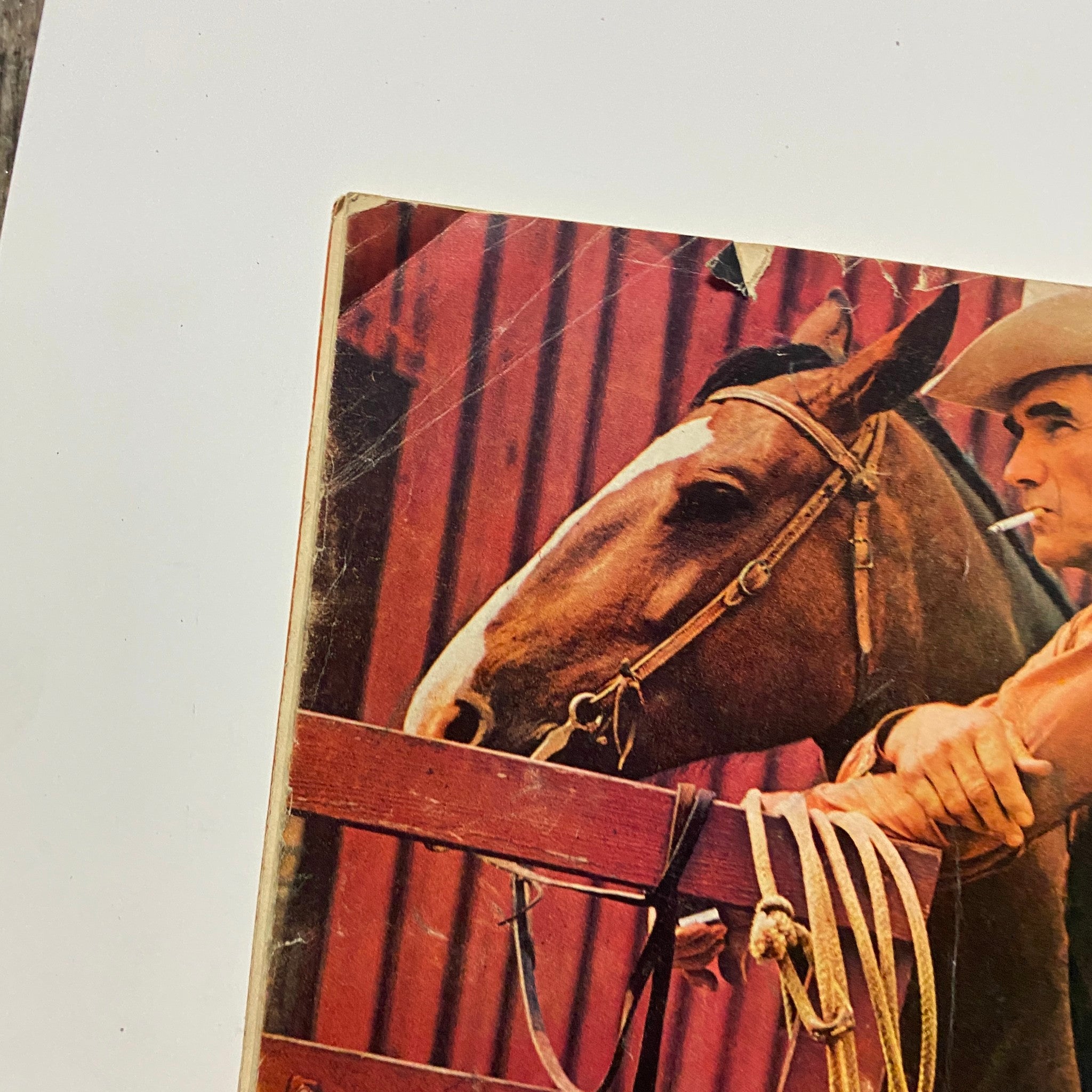 Close-up of the back cover of VTG Hot Rod Magazine December 1970 showing a Marlboro advertising image with a cowboy.