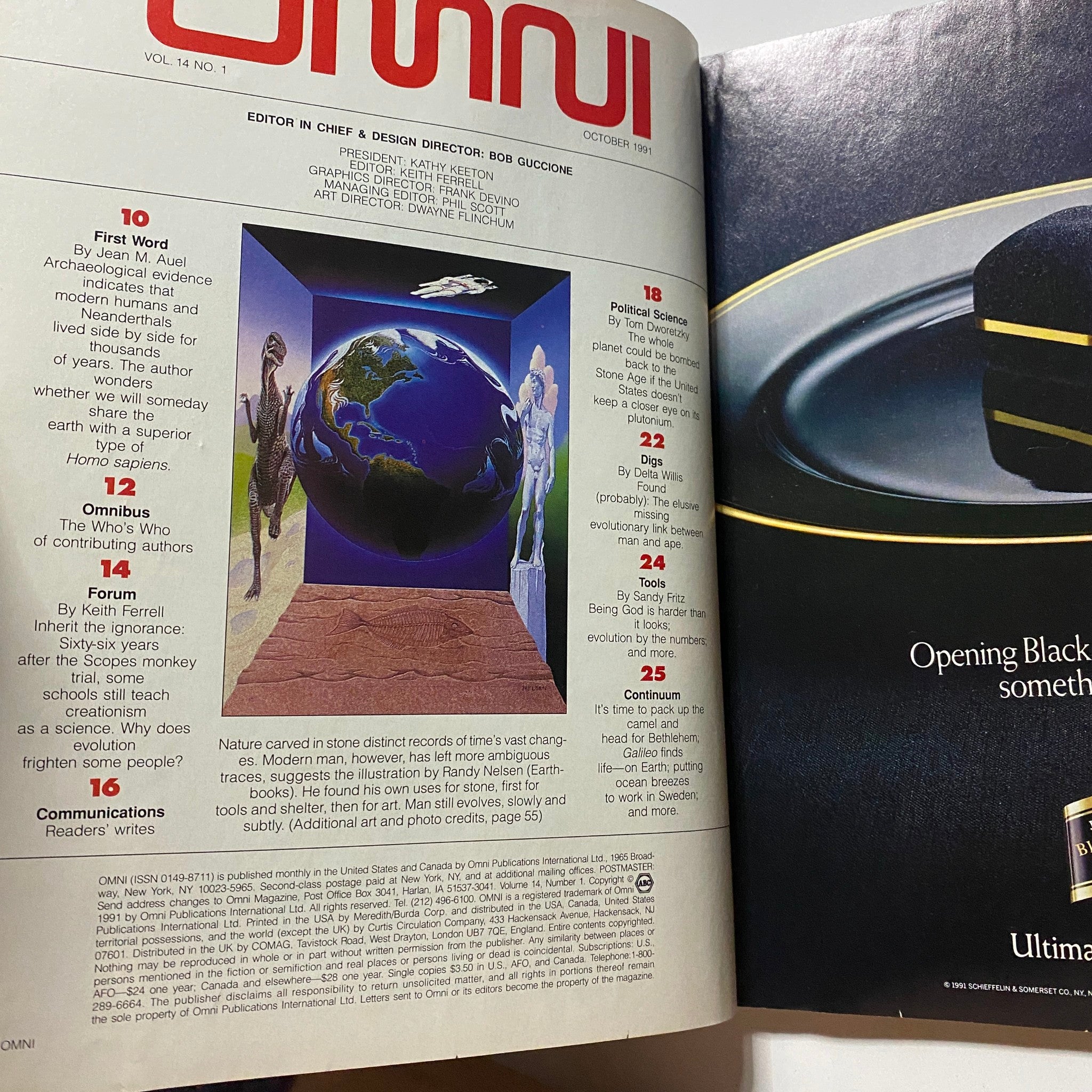 Omni Magazine October 1991 Vol 14 No. 1 The Whole Evolution Almanac