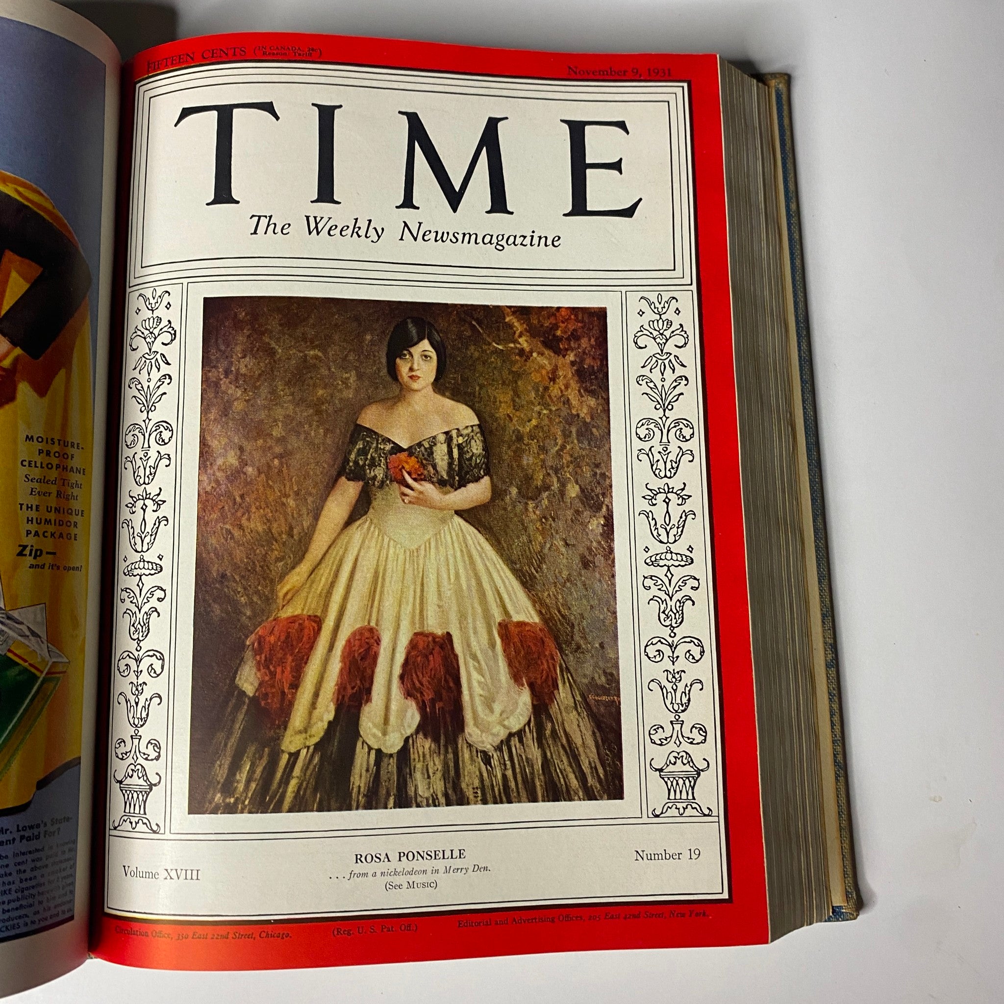 Time Magazine Library Bound Volume featuring Rosa Ponselle, November 9, 1931. This issue highlights the famous opera singer and captures the era's cultural significance.