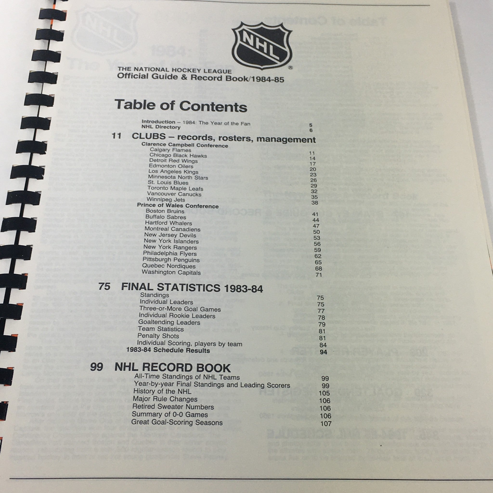 VTG NHL Official Guide & Record Book 1984-1985 / Edmonton Oilers Cover