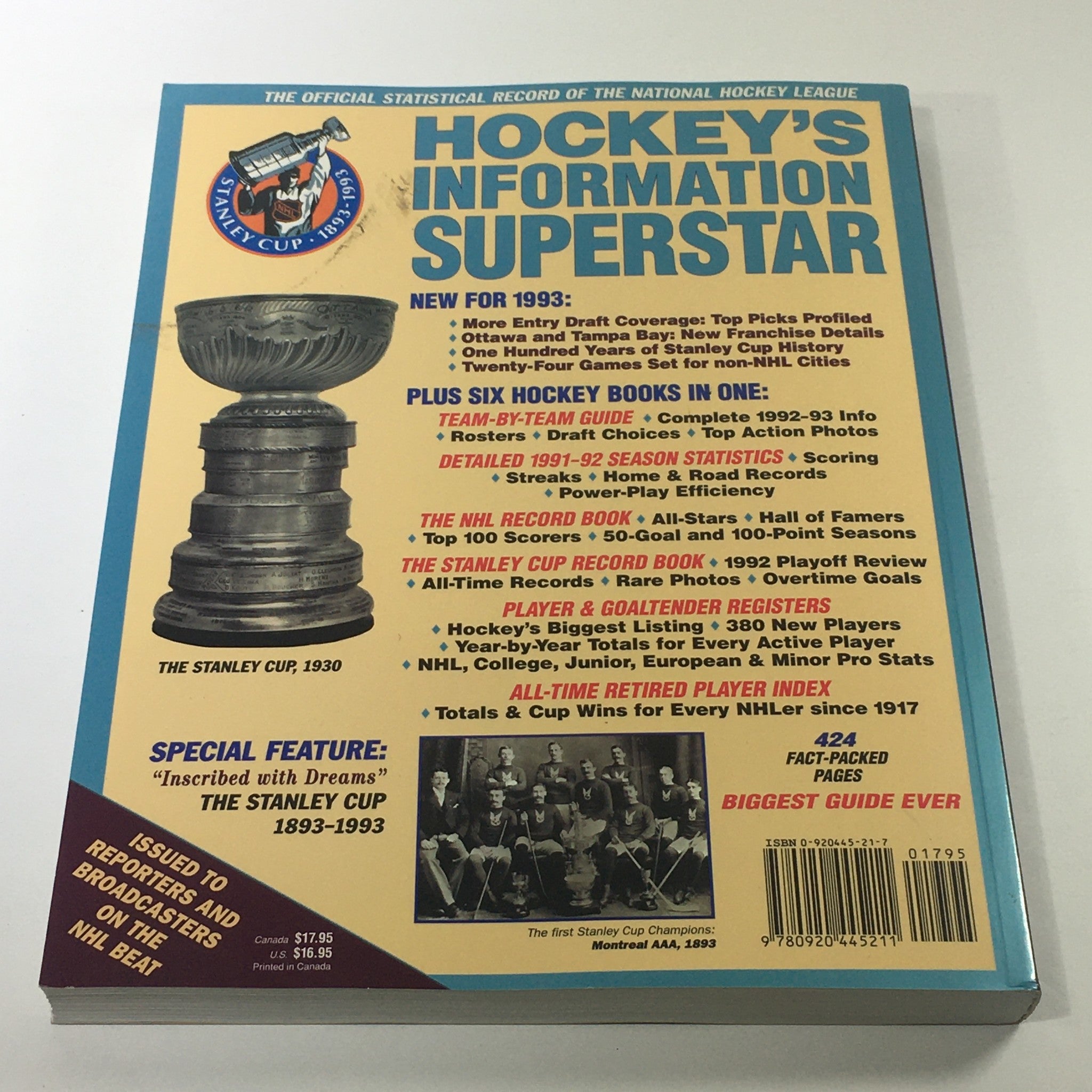 VTG NHL Official Guide & Record Book 1992-1993 Jaromir Jagr / Mario Lemieux