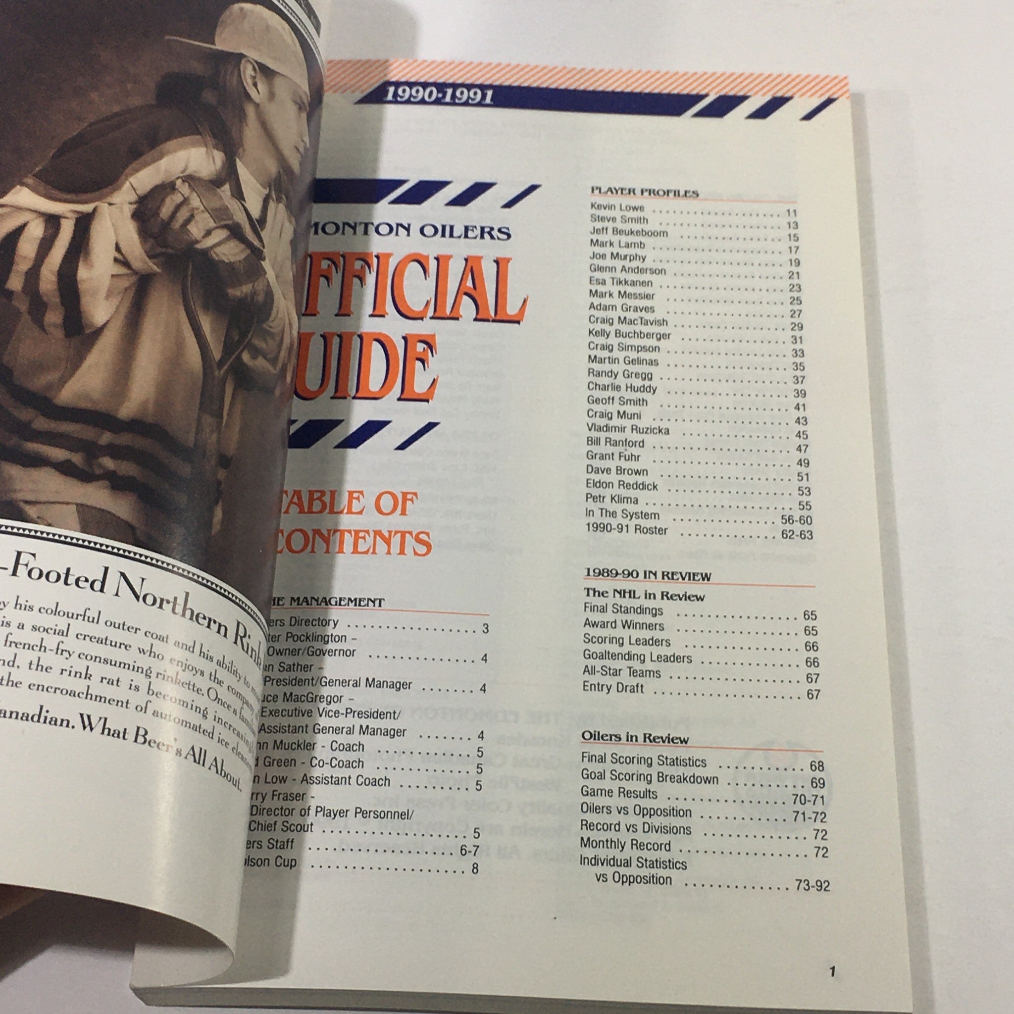 VTG NHL Official Guide 1990-1991 - Edmonton Oilers / Team Captain Mark Messier