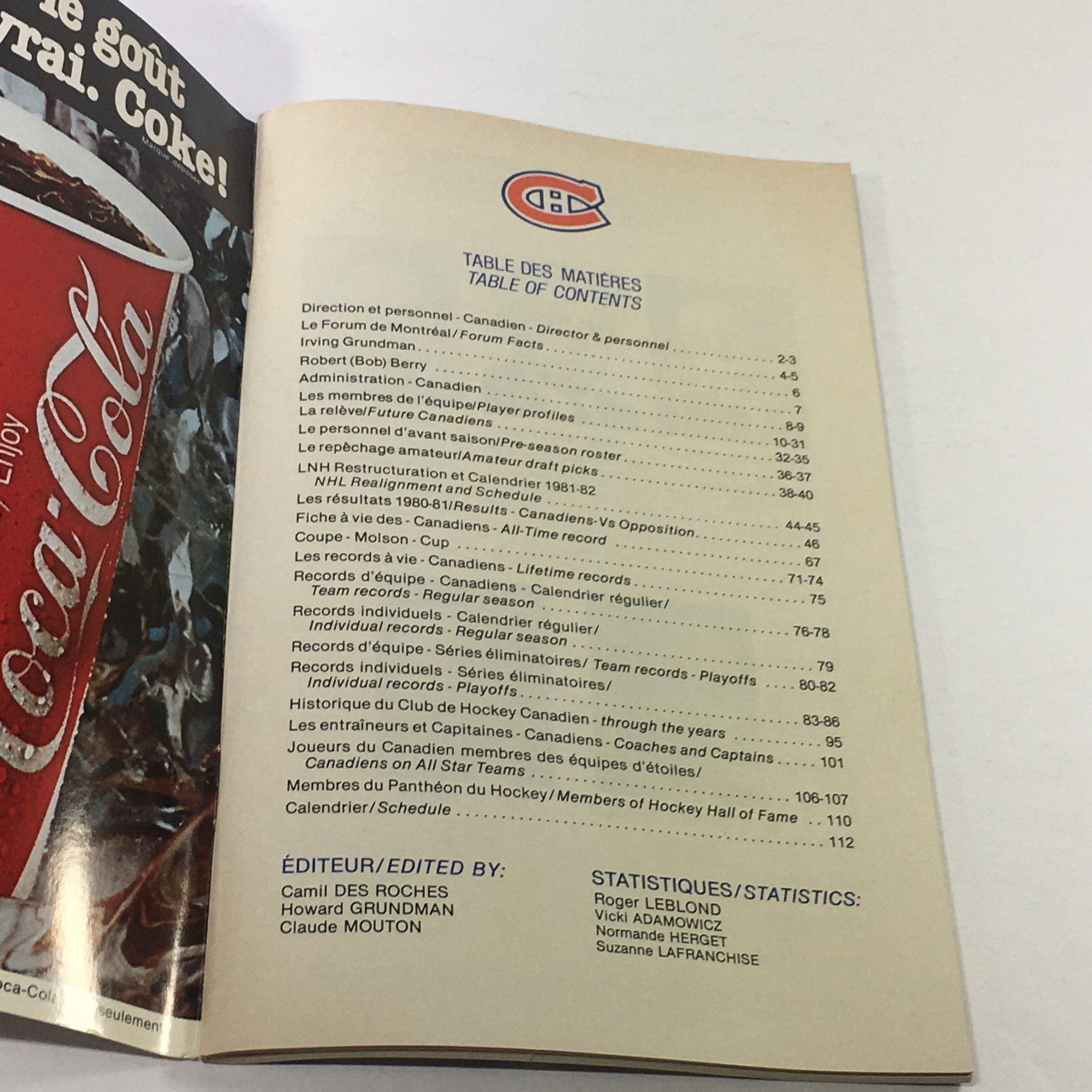 VTG NHL Official Guide 1981-1982 - Les Canadiens / Bob Gainey