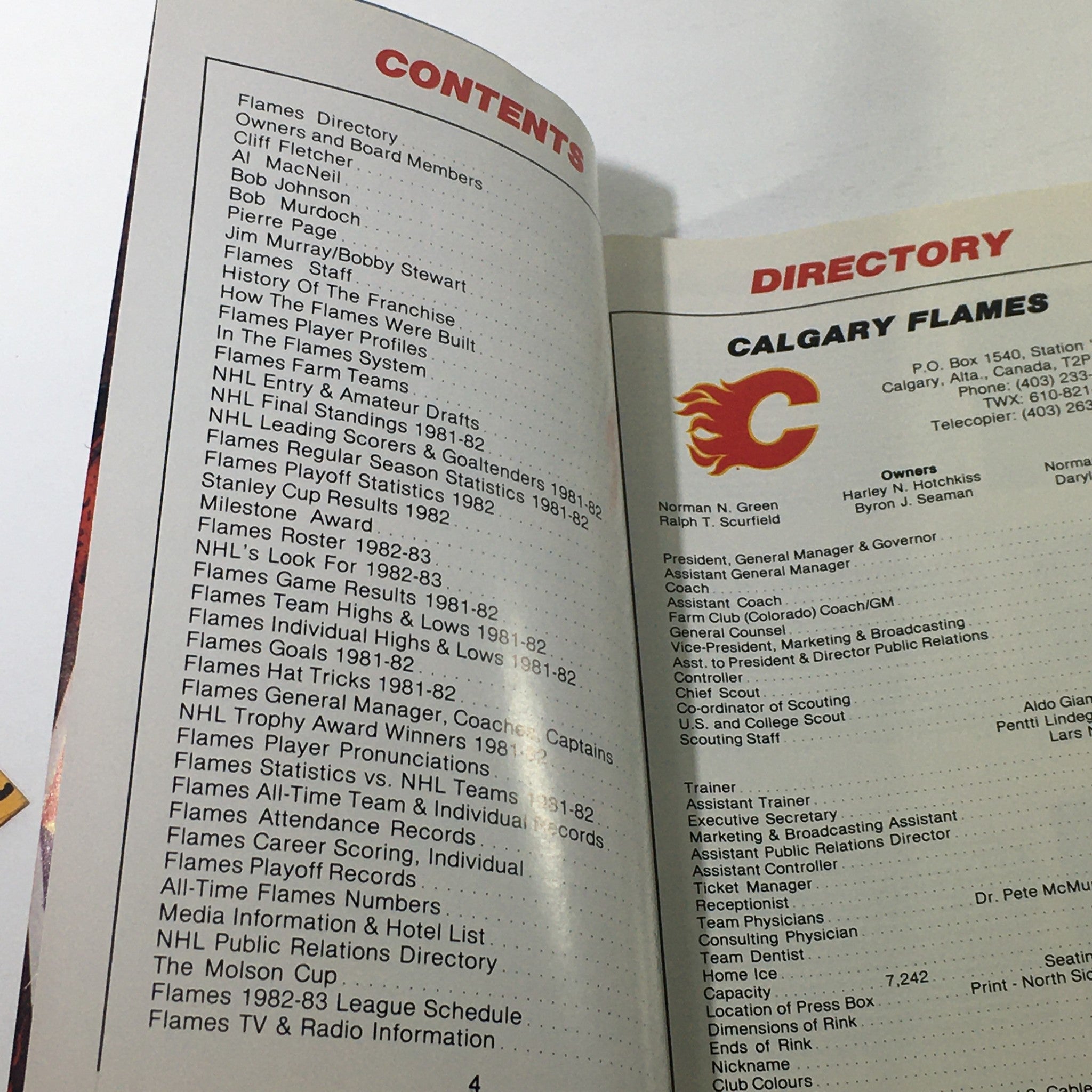 VTG NHL Official Fact Book 1982-1983 - Calgary Flames / Flaming Logos