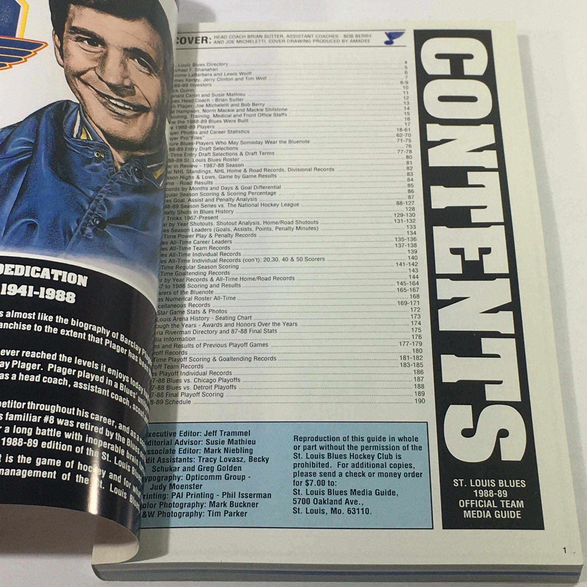 VTG NHL Official Media Guide 1988-1989 - St. Louis Blues / Joe Micheletti