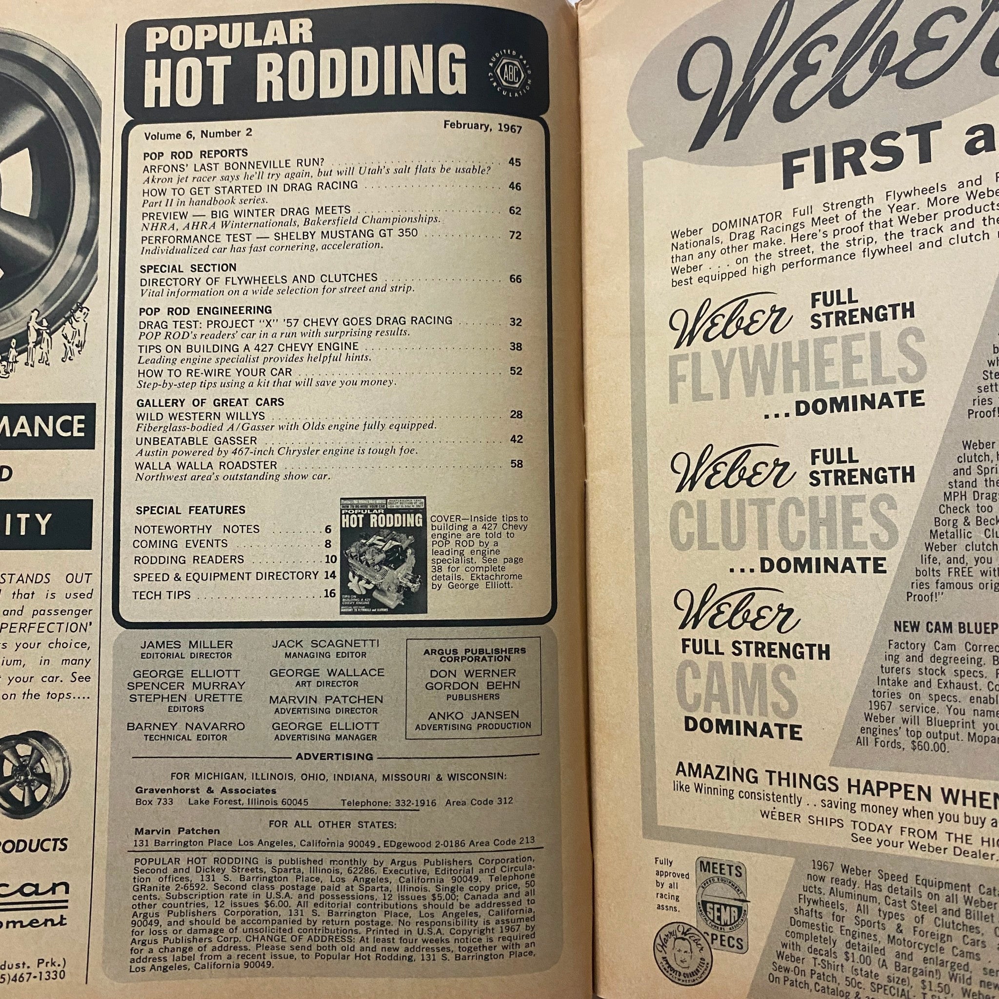 Popular Hot Rodding Magazine February 1967 Building a 427 Chevy No Label