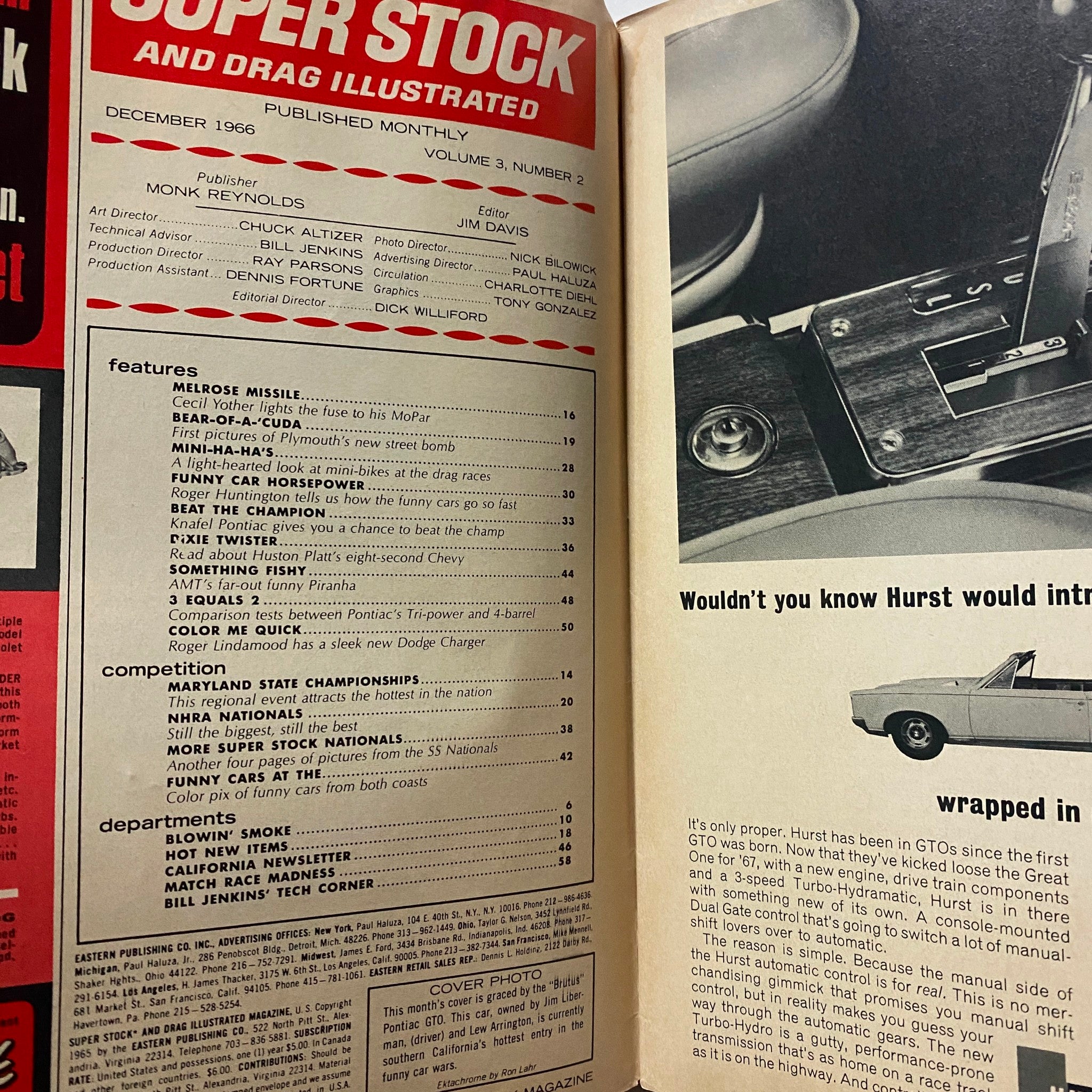 Super Stock & Drag Illustrated Magazine December 1966 Pontiac GTO No Label VG