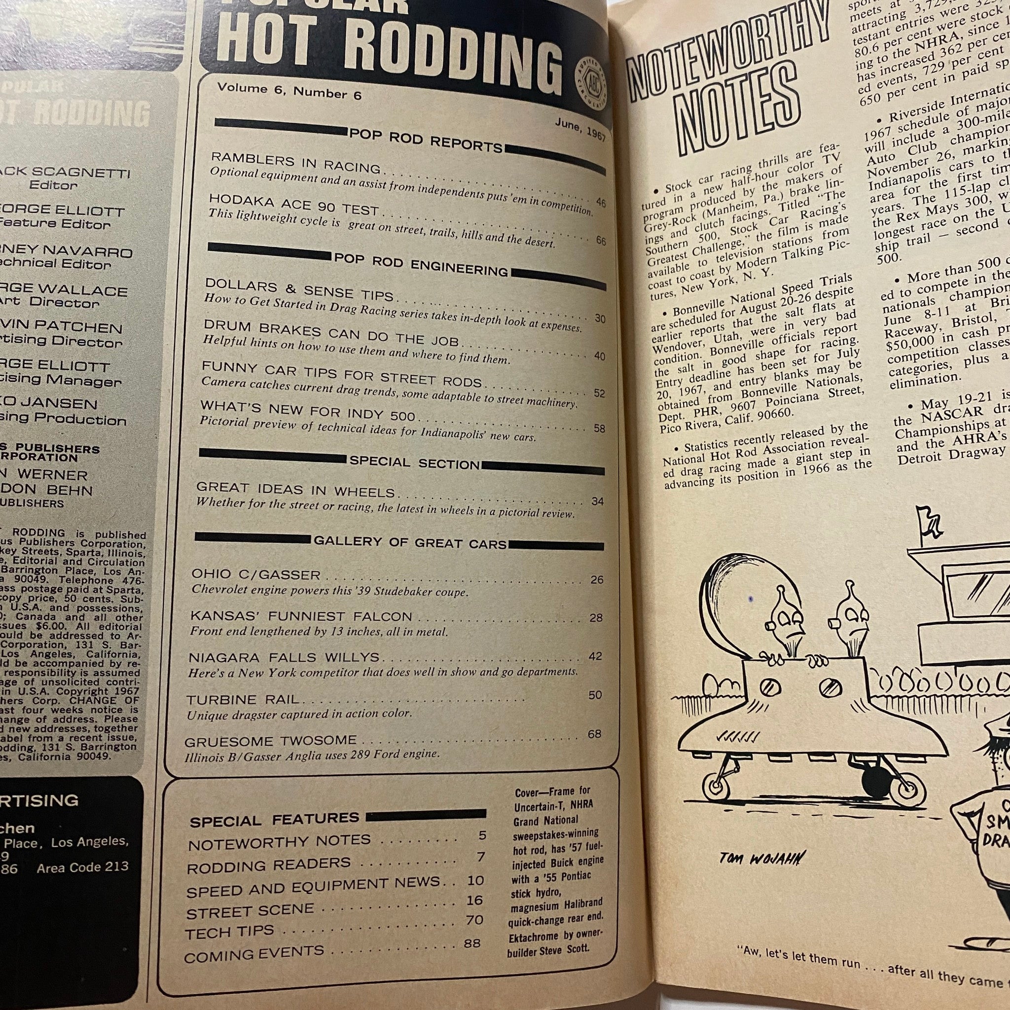 VTG Popular Hot Rodding Magazine June 1967 Ramblers in Racing No Label VG