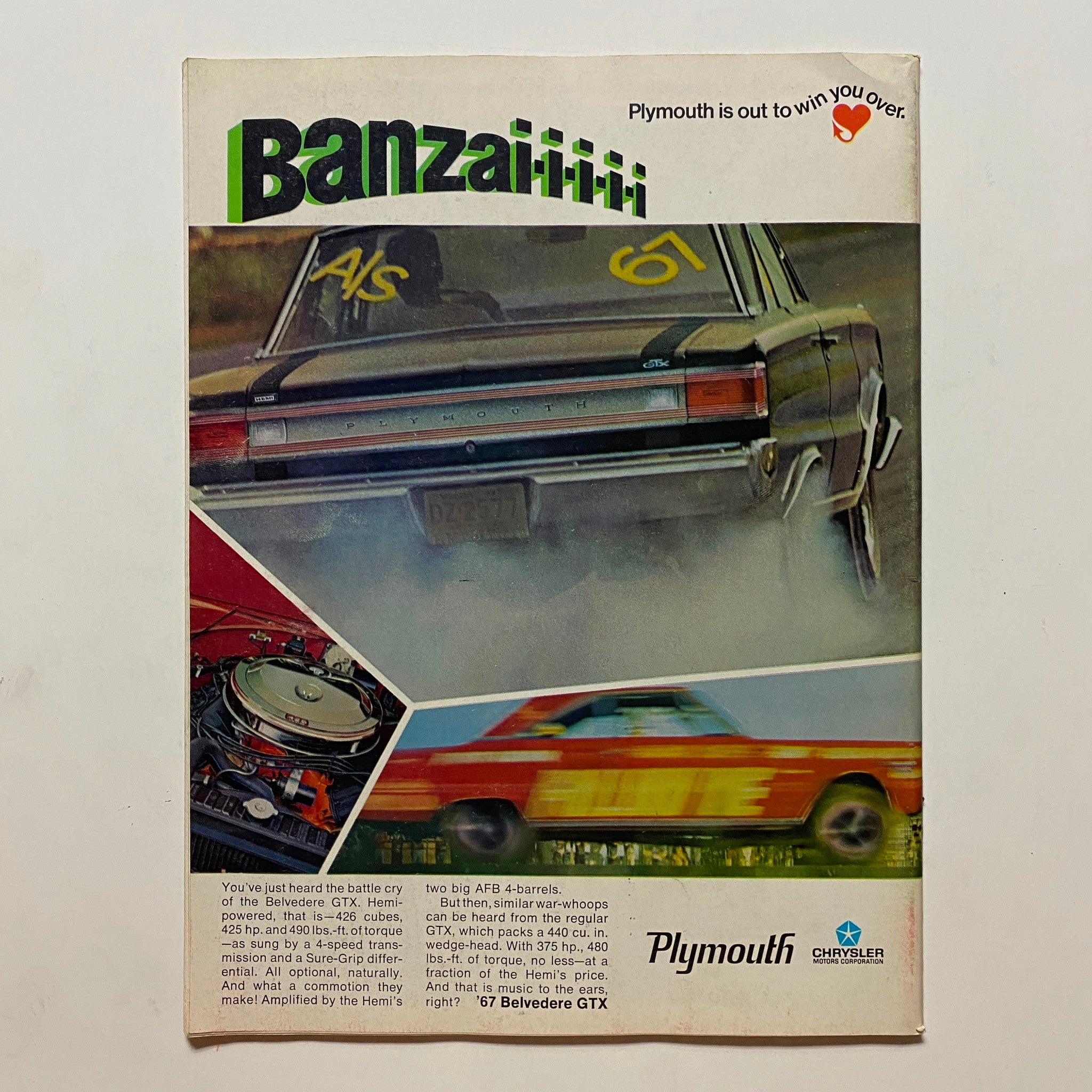 VTG Popular Hot Rodding Magazine April 1967 427 Chevy in a Camaro No Label VG