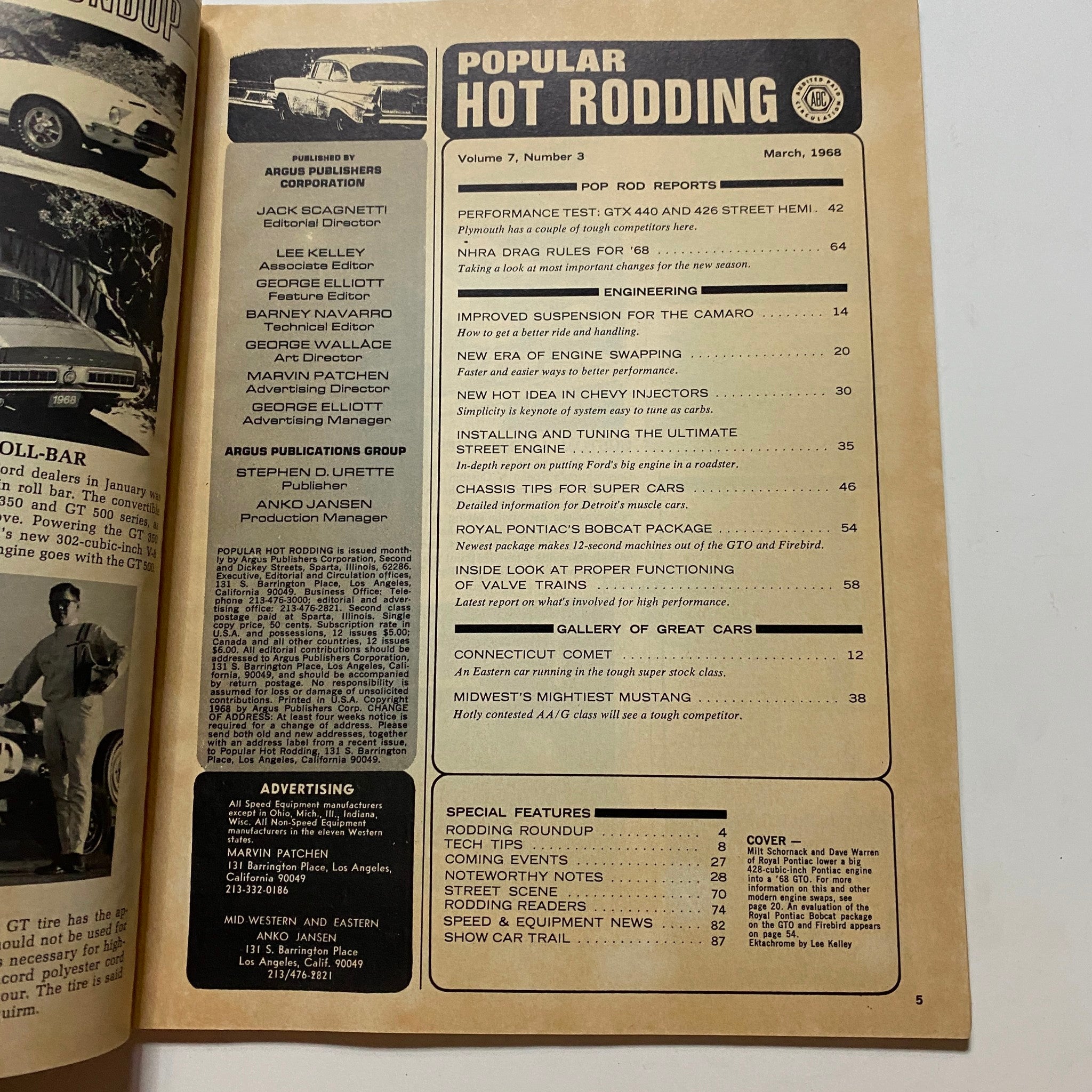 VTG Popular Hot Rodding Magazine March 1968 Era of Engine Swapping No Label VG