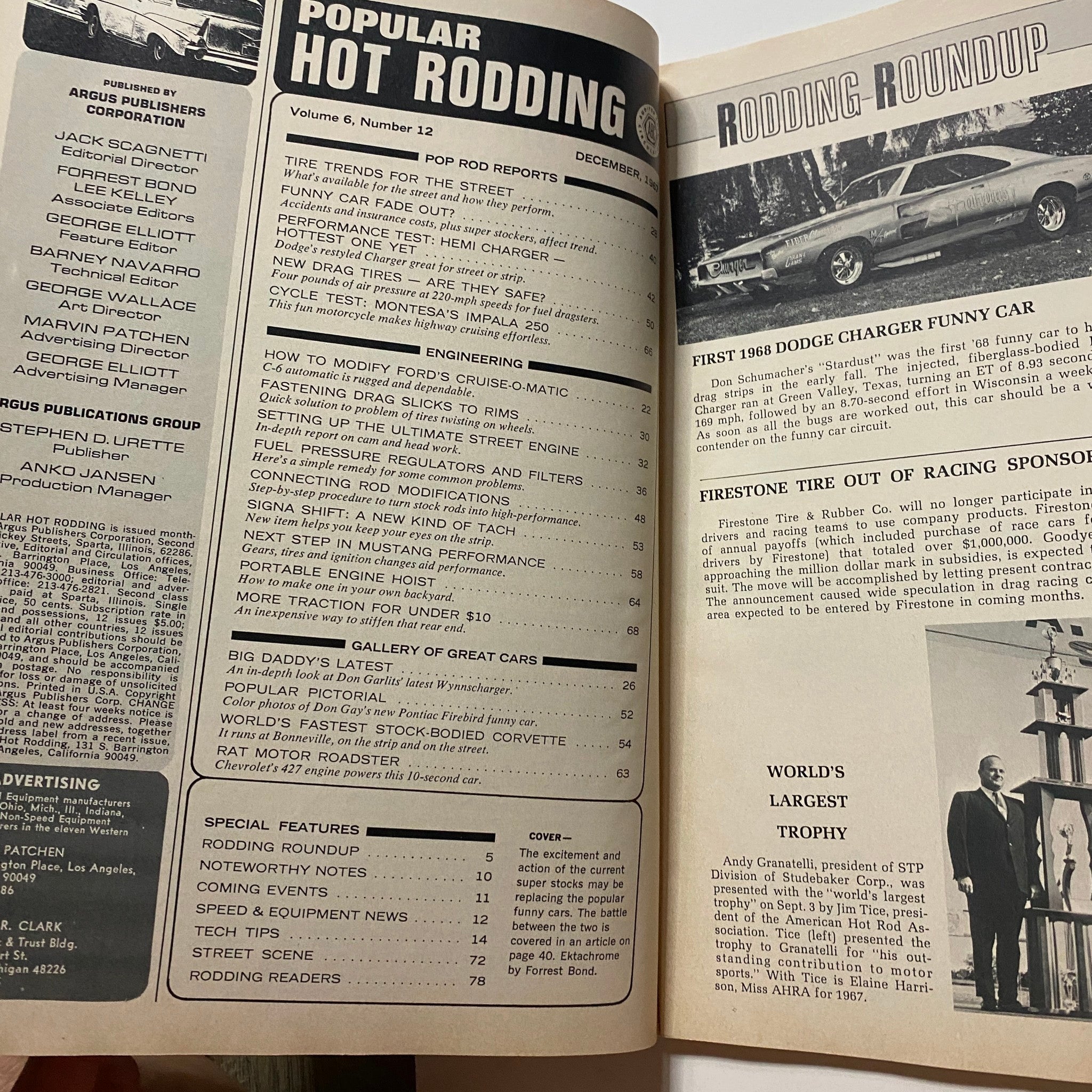 VTG Popular Hot Rodding Magazine December 1967 Mustang Performance No Label VG