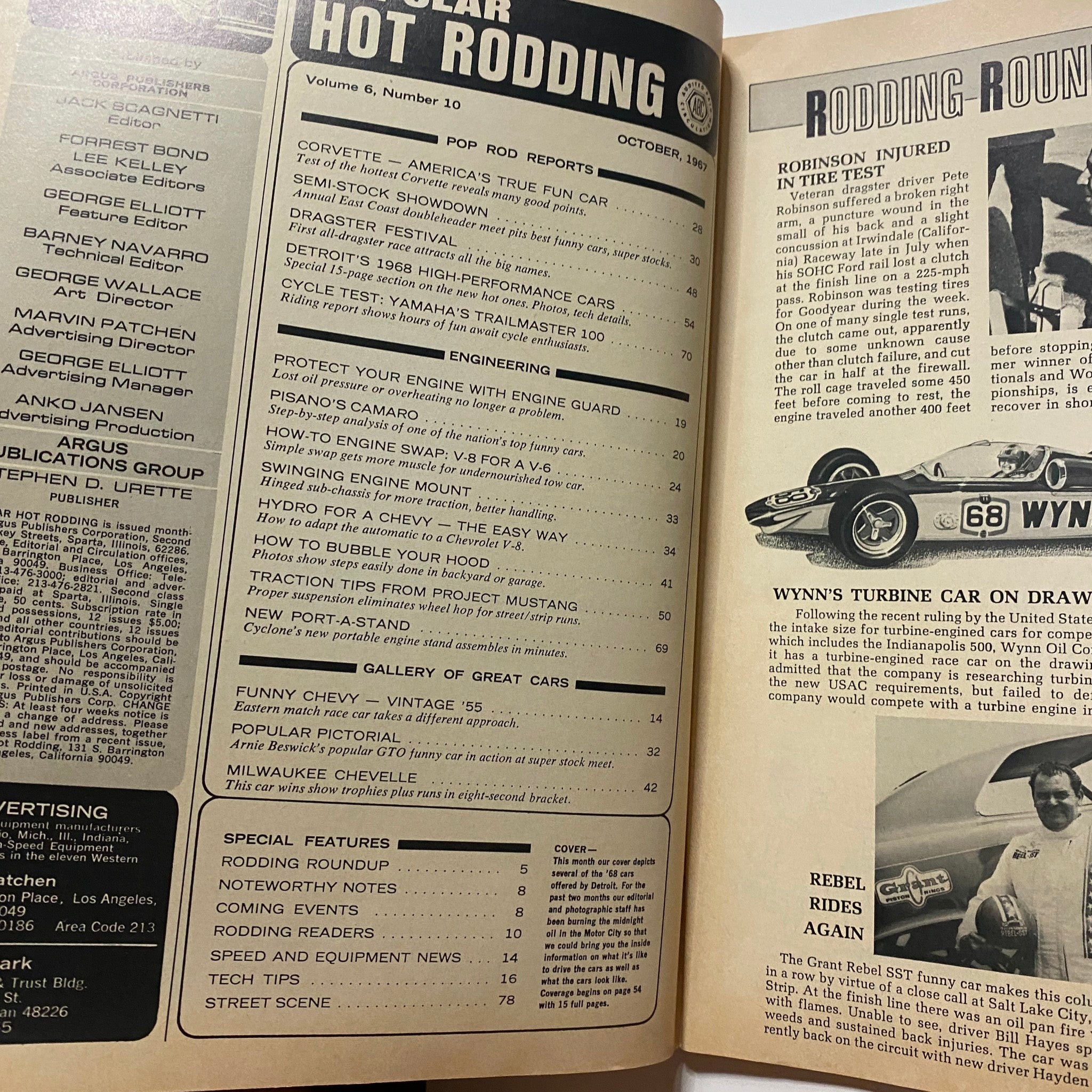 VTG Popular Hot Rodding Magazine October 1967 Chevy Hottest Corvette No Label VG