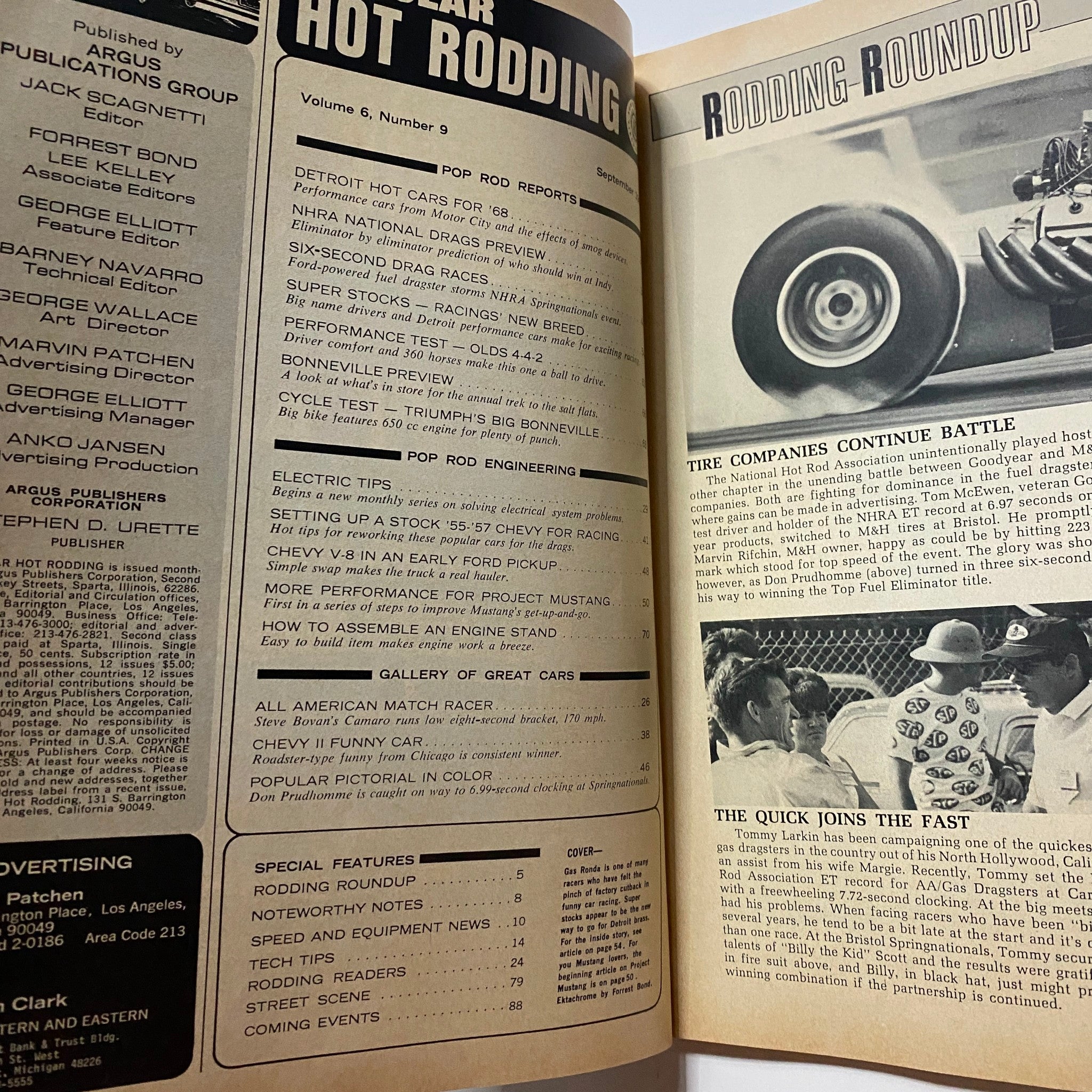 VTG Popular Hot Rodding Magazine September 1967 Chevy for Racing No Label VG