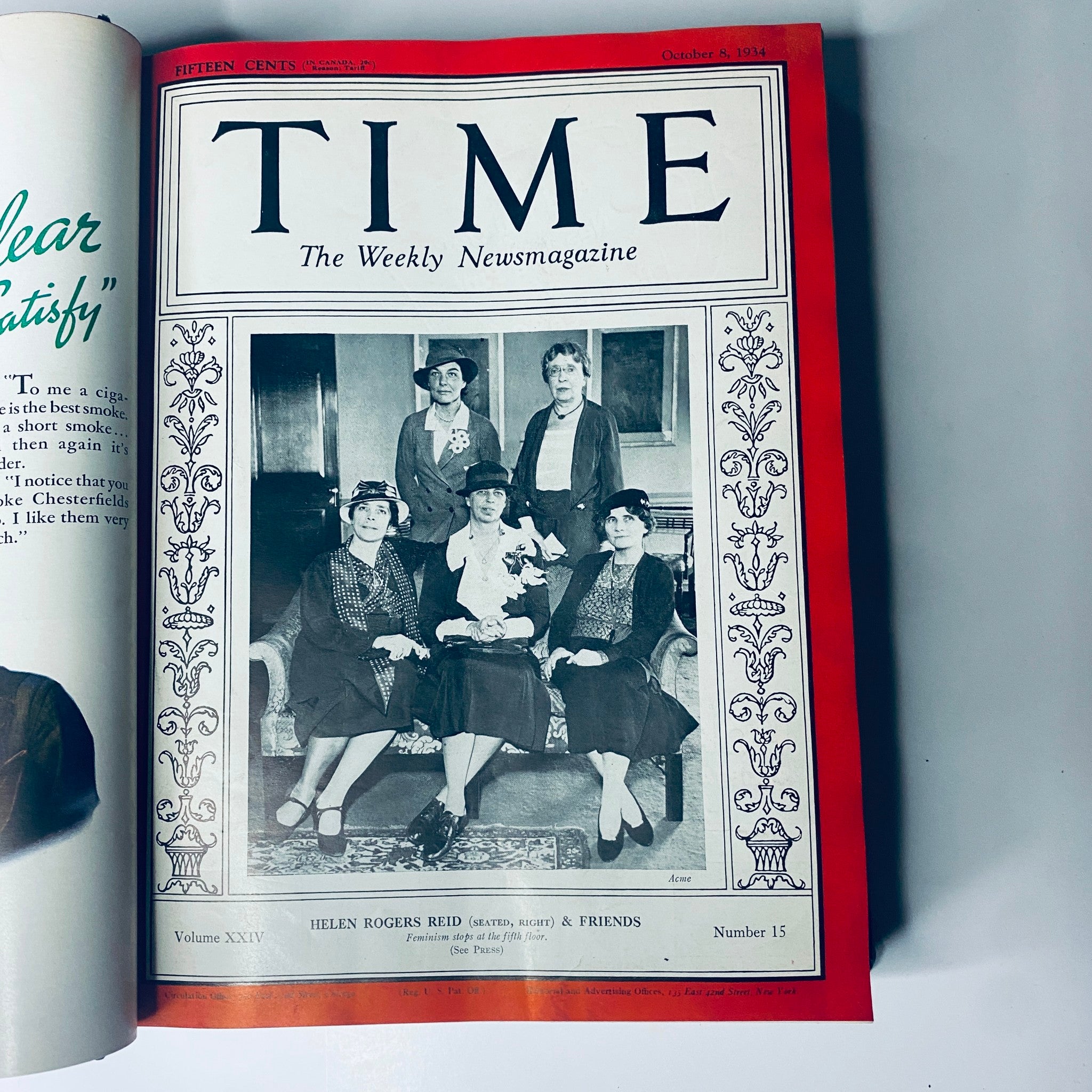 Title: Time Magazine Library Bound October 1-December 31, 1934 Thomas Benton. Cover of the October 8, 1934 issue featuring Helen Rogers Reid and her friends.