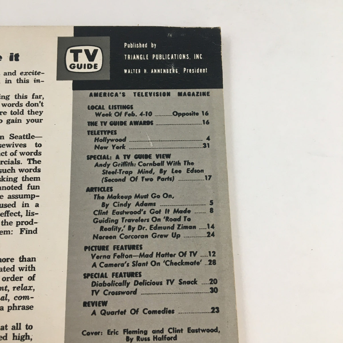 Vintage TV Guide - Feb 1961 Edition