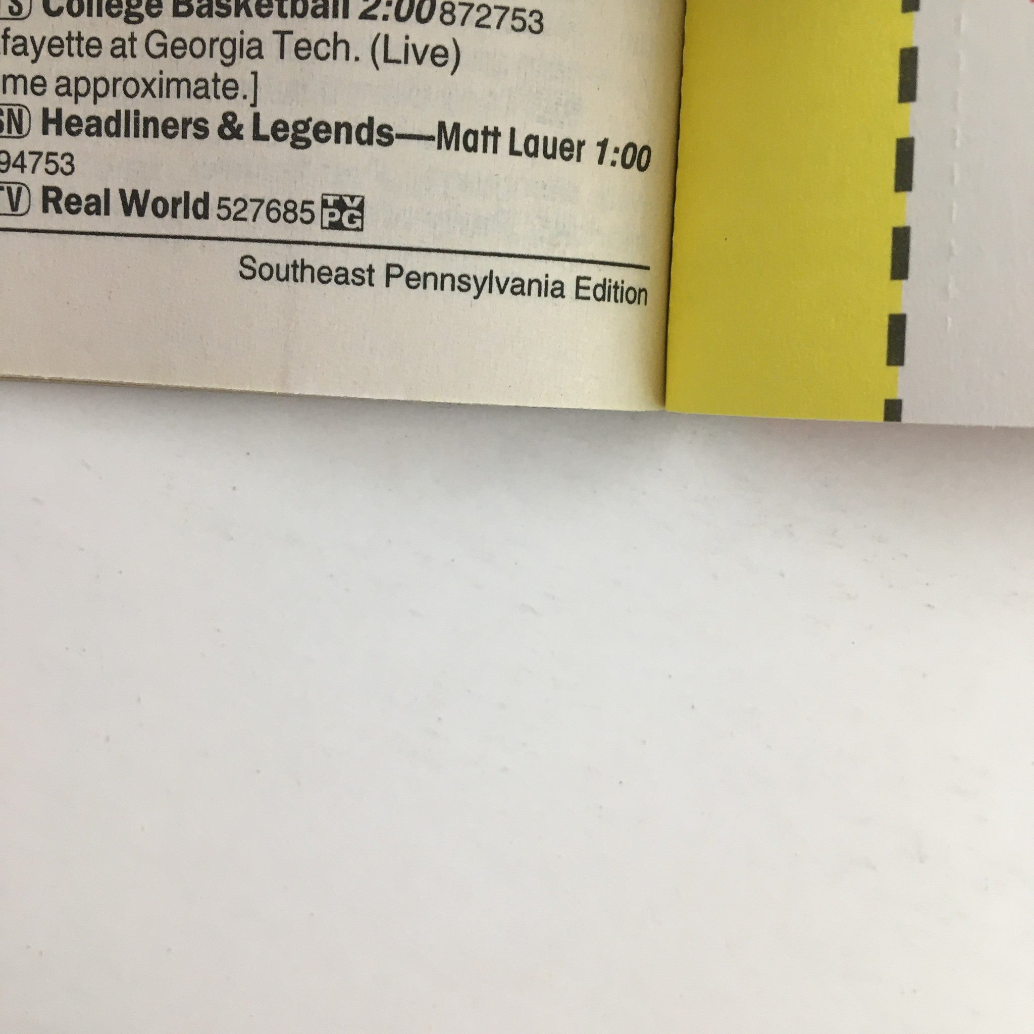 Detail of Southeast Pennsylvania Edition of TV Guide Magazine January 1 2000, showing the region label and additional magazine features.