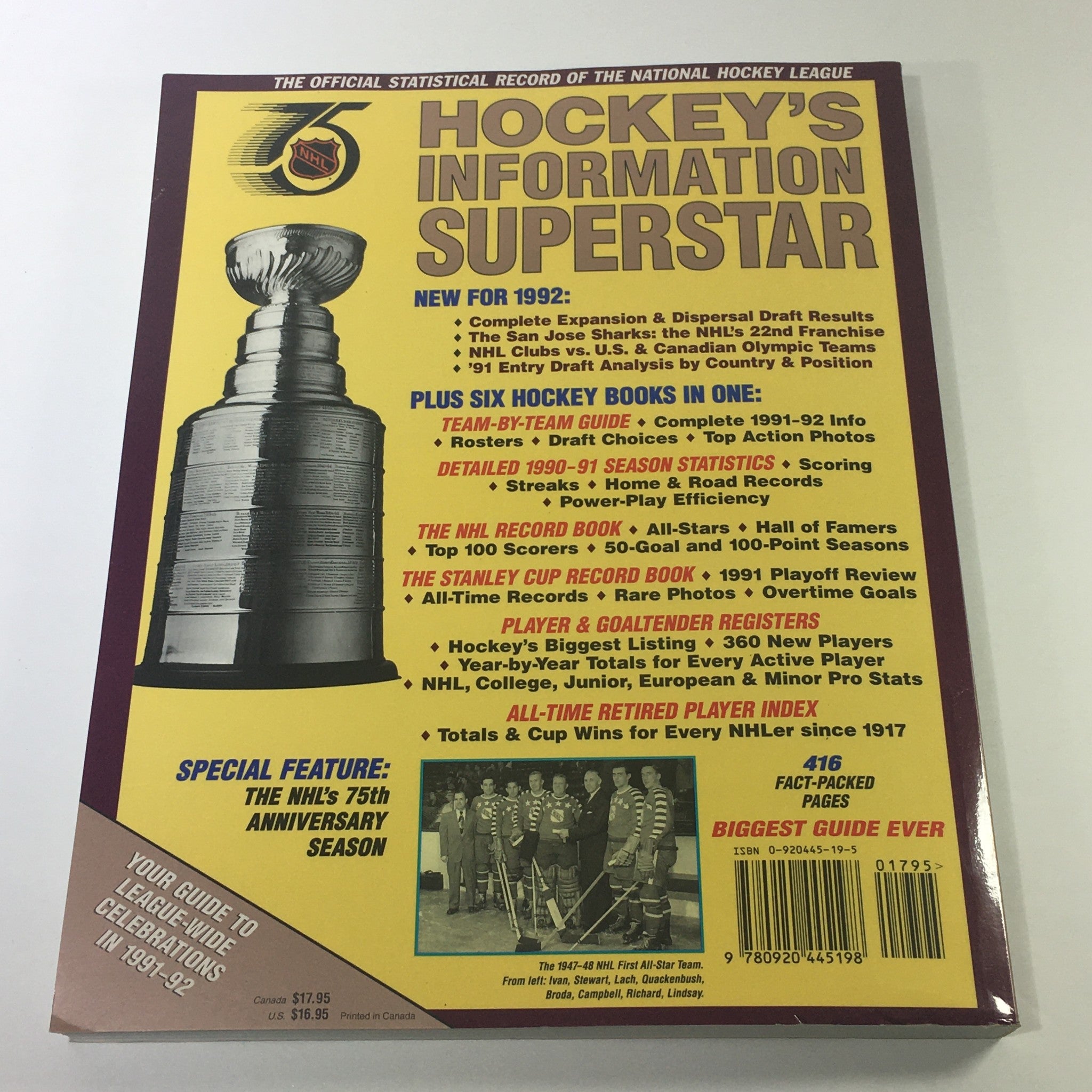 VTG NHL Official Guide & Record Book 1991-1992 / Mario Lemieux / Stanley Cup '91