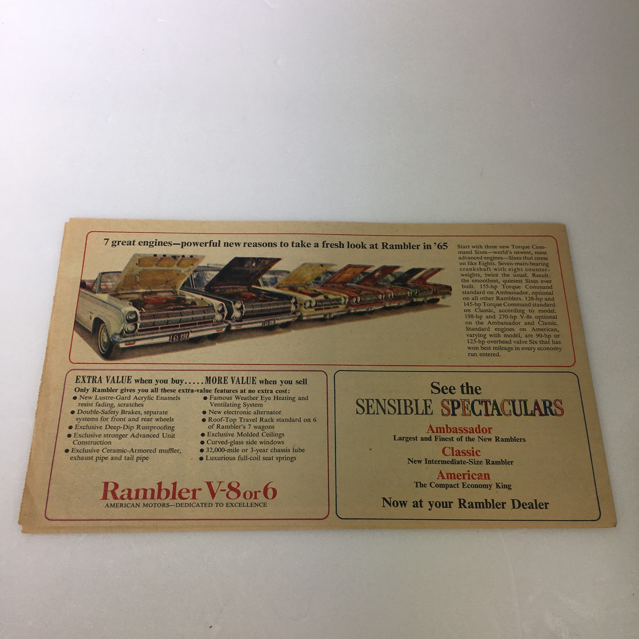 VTG 1965 Rambler Classic 770 Convertible Spectaculars Car Auto Brochure Catalog