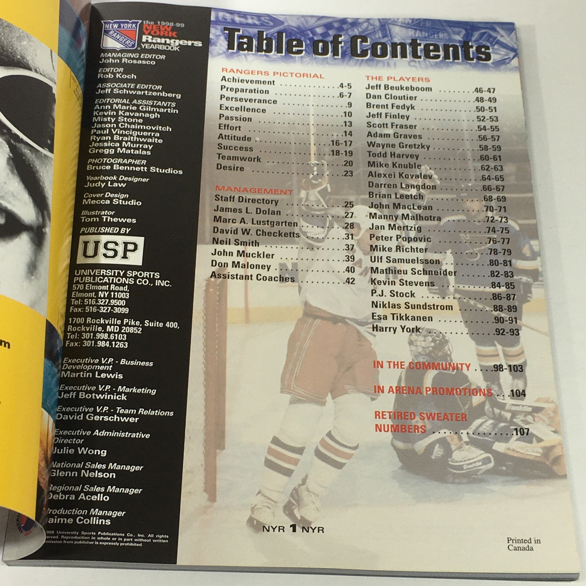 VTG NHL Official Yearbook 1998-1999 - Hartford Wolf Pack / Dale Purinton