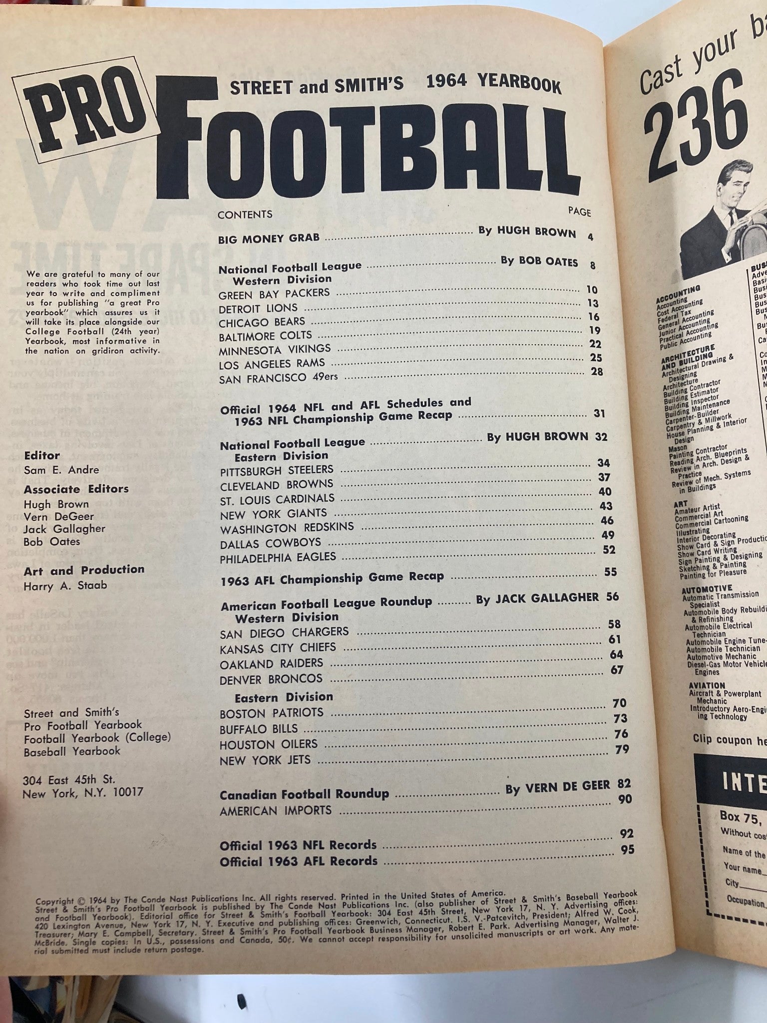 VTG Pro Football 1964 Yearbook Jim Katcavage New York Giants No Label