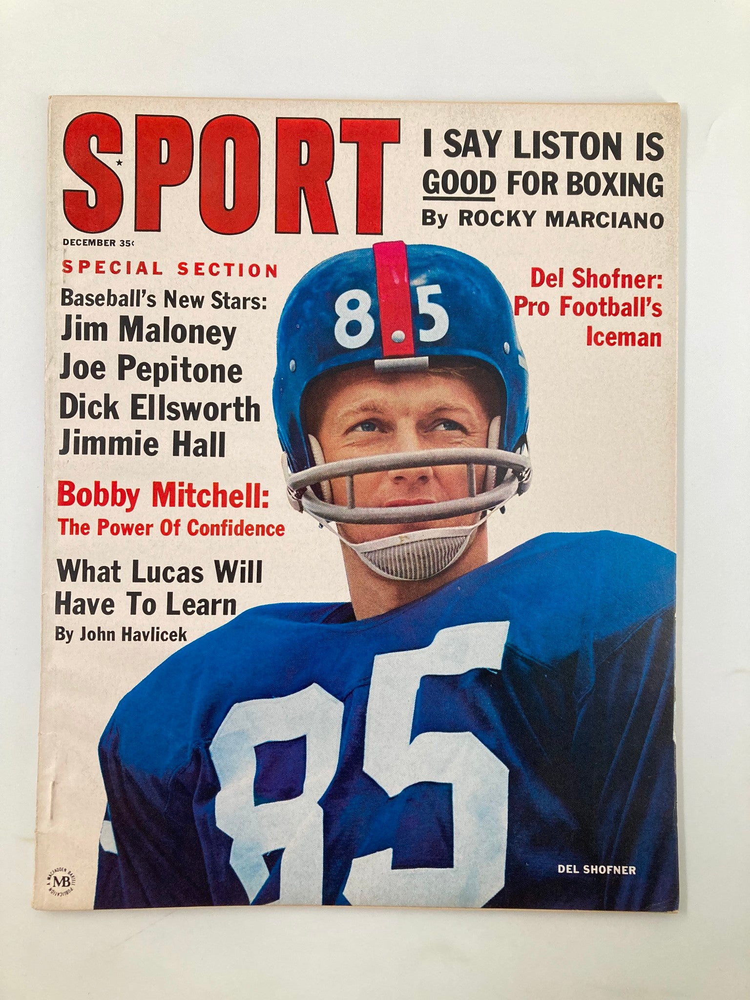 VTG Sport Magazine December 1963 Del Shofner Pro Football Iceman No Label