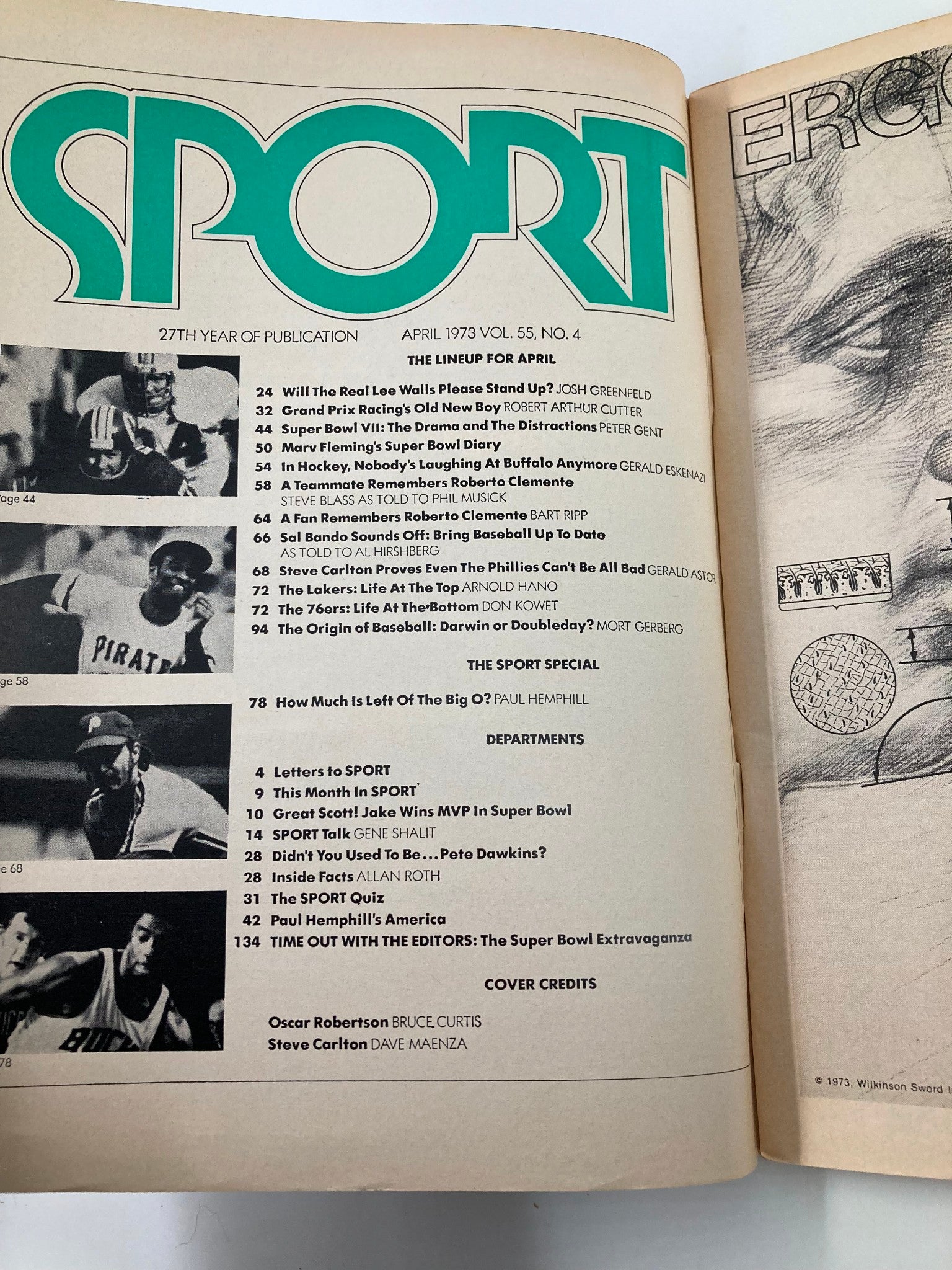 VTG Sport Magazine April 1973 Oscar Robertson, Steve Carlton No Label