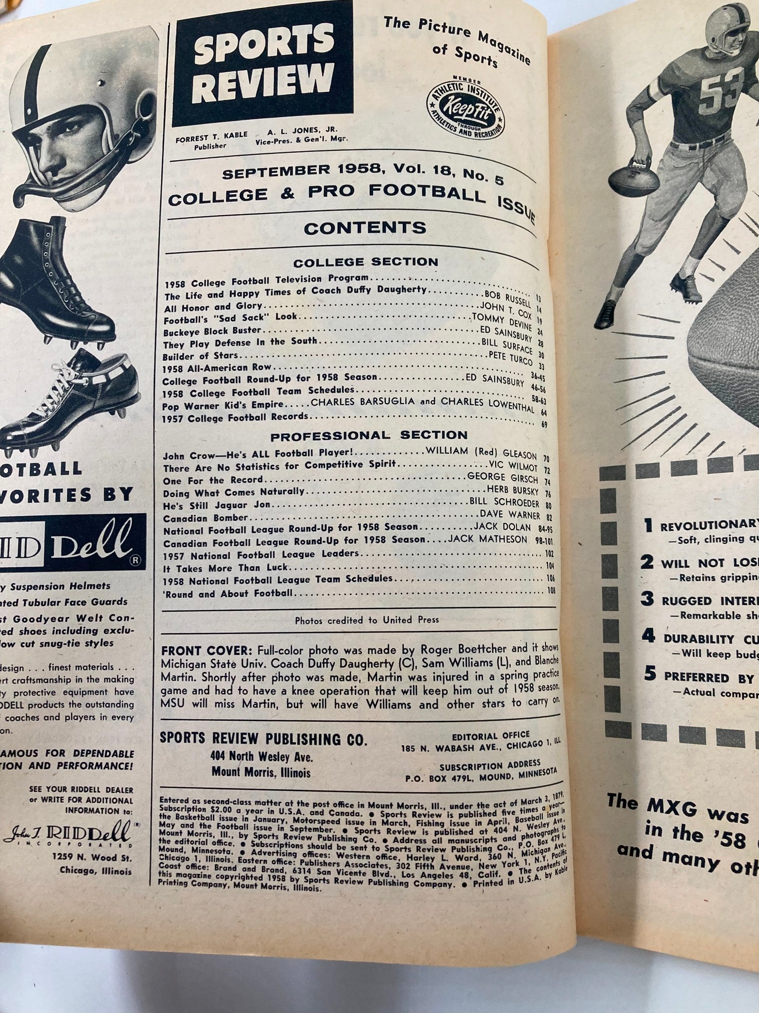 VTG Sports Review Football 1958 Happy Times of Coach Duffy Daugherty No Label