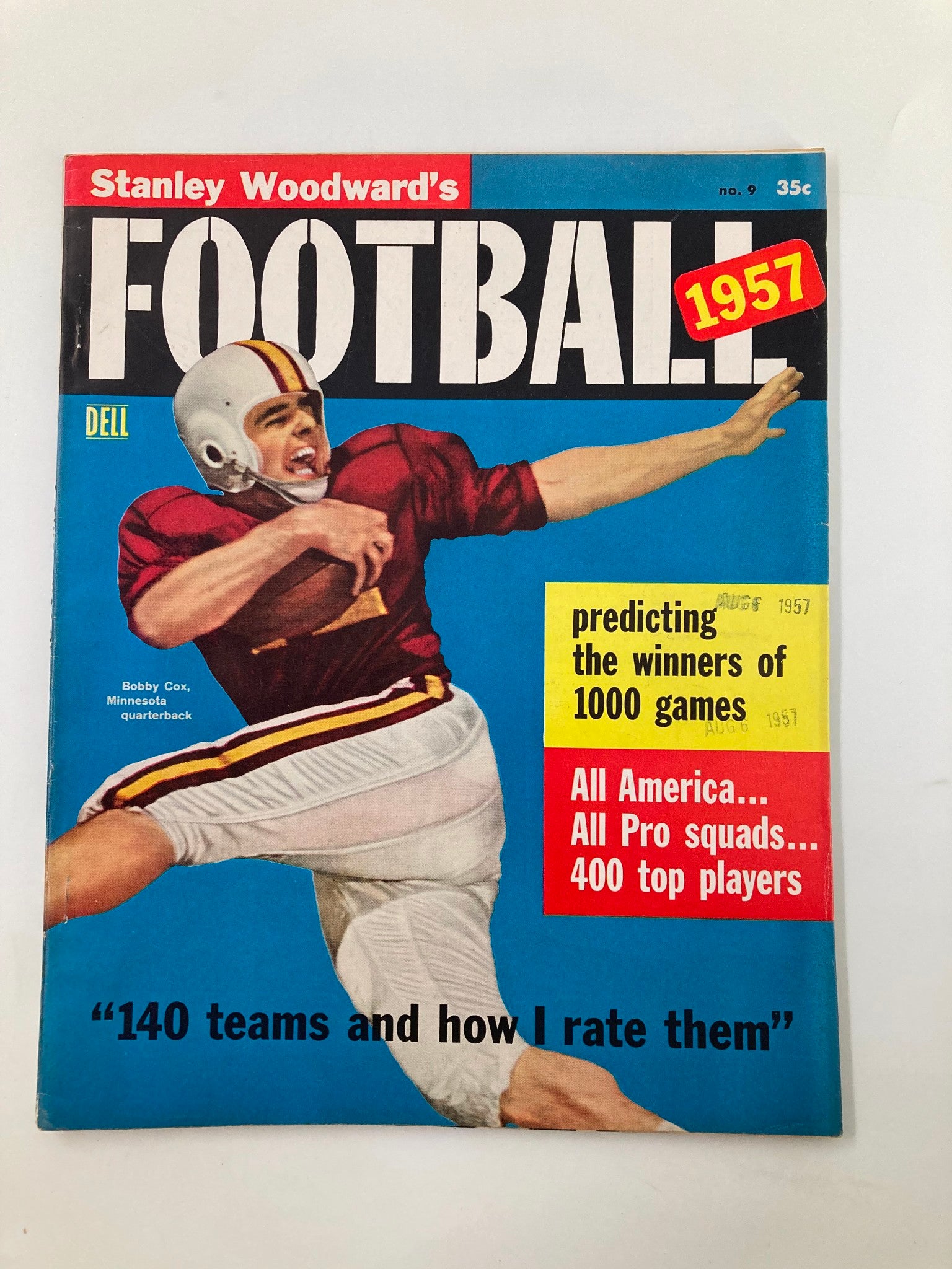 VTG Stanley Woodward's Football 1957 Bobby Cox Minnesota Quarterback No Label