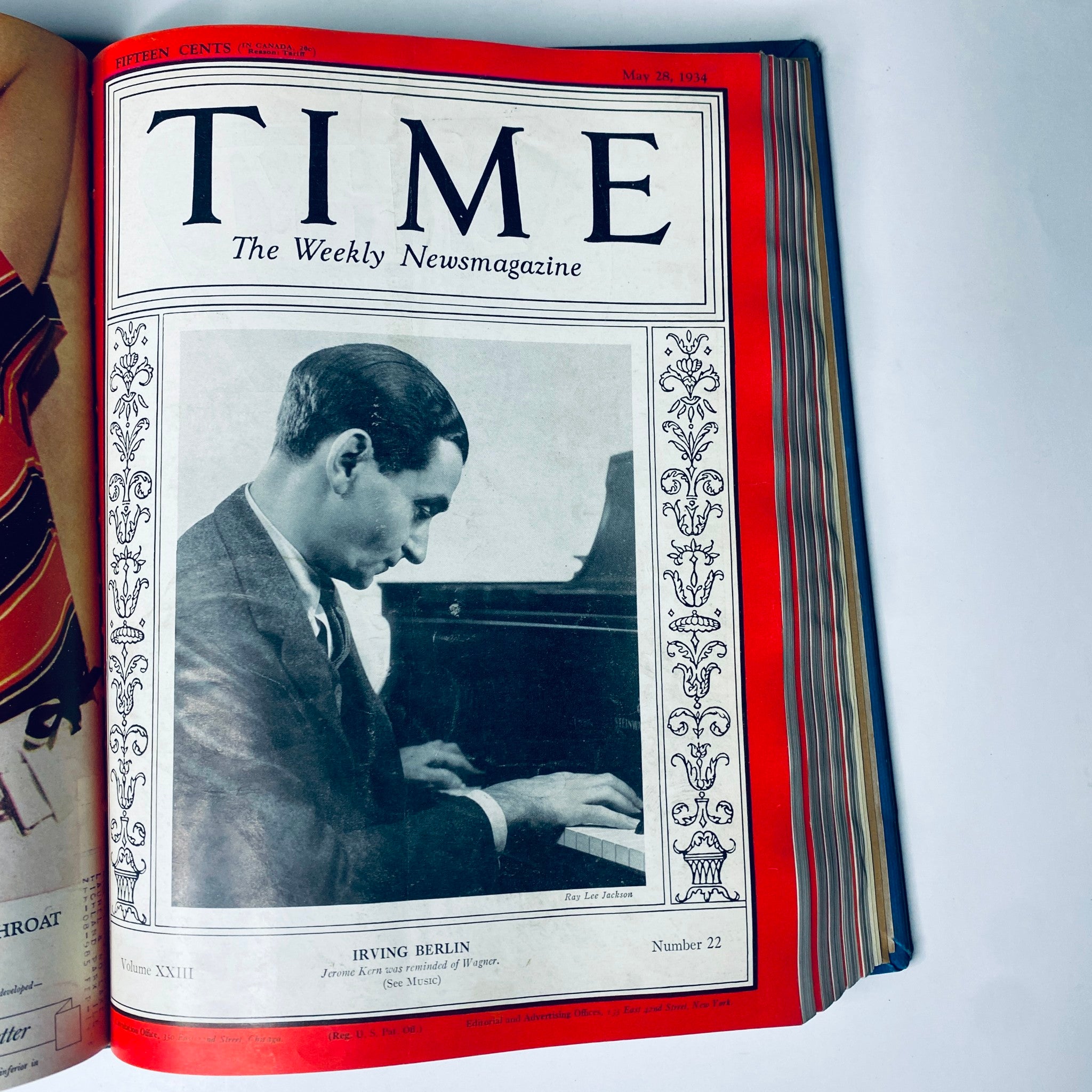 Time Magazine cover featuring Irving Berlin at the piano, May 28, 1934 - Time Magazine Library Bound April 2- June 25, 1934 Col. Edward Riley Bradley