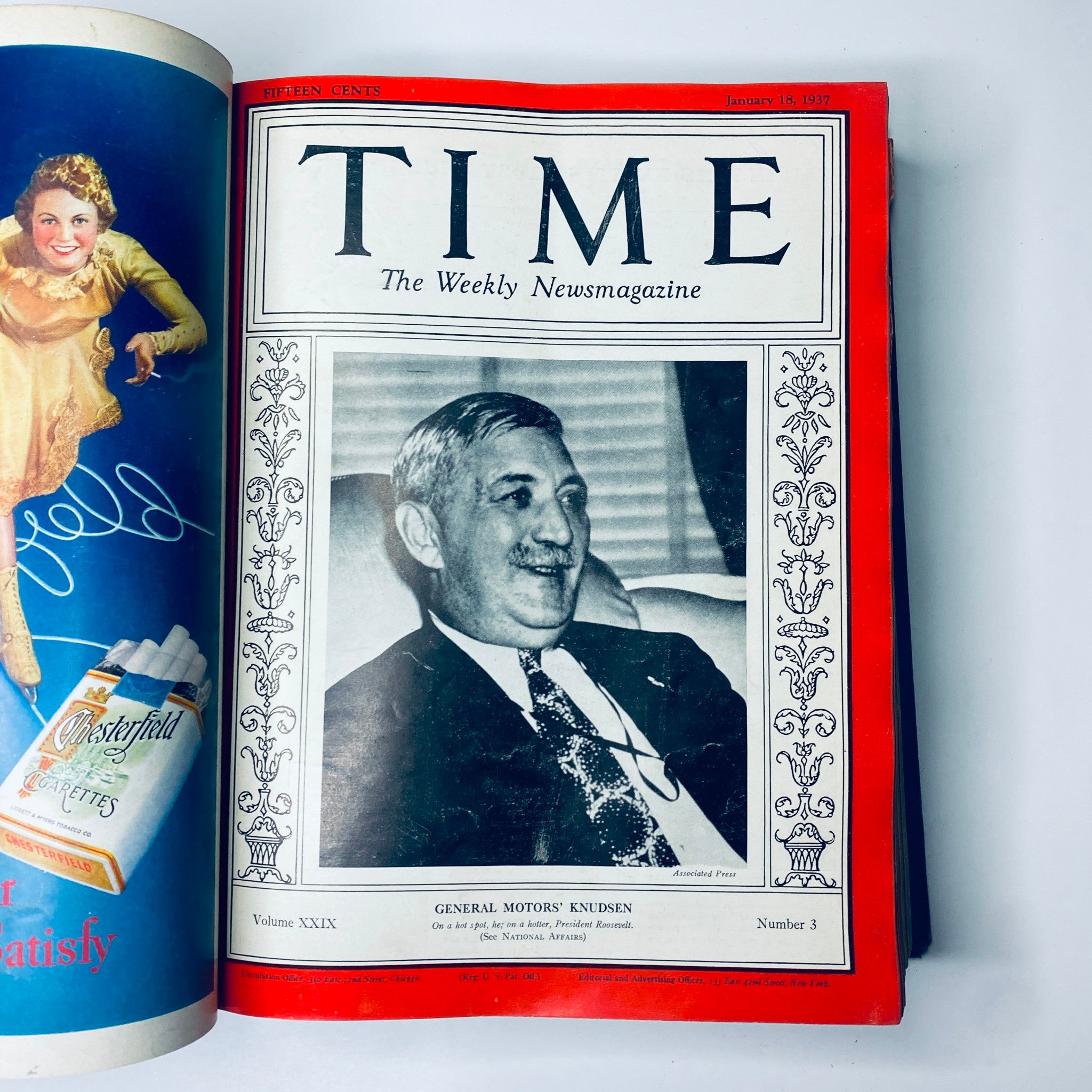 Time Magazine Library Bound January 4-March 29 1937 featuring General Motors' Knudsen on the cover, showcasing prominent figures of early 1937.