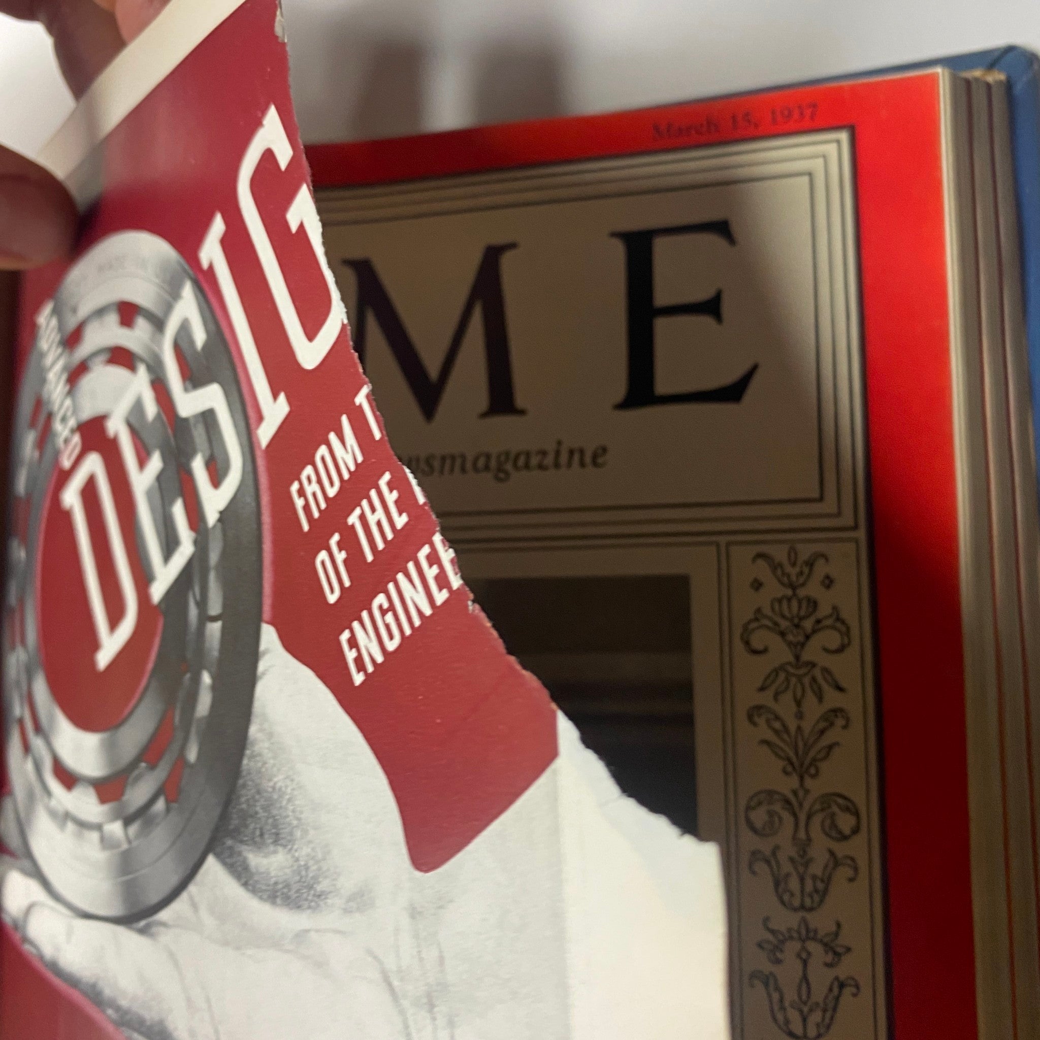 An interior glimpse of the Time Magazine Library Bound January 4-March 29, 1937 displaying the issue from March 15, 1937. The magazine features a distinctive cover design and is ready for inspection.