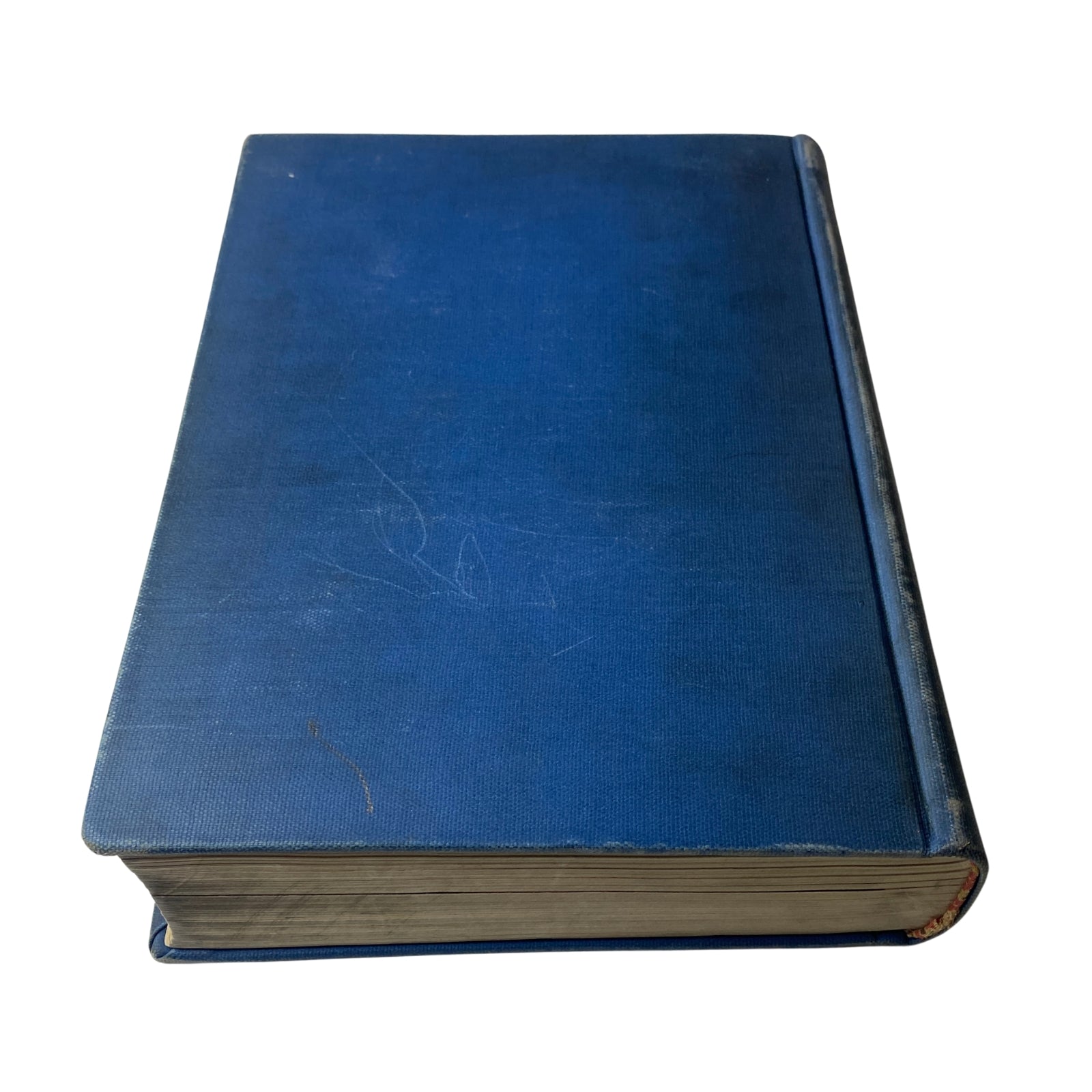 Side view of the Time Magazine Library Bound January 4 - March 29, 1937, highlighting its blue hardcover with visible wearing.