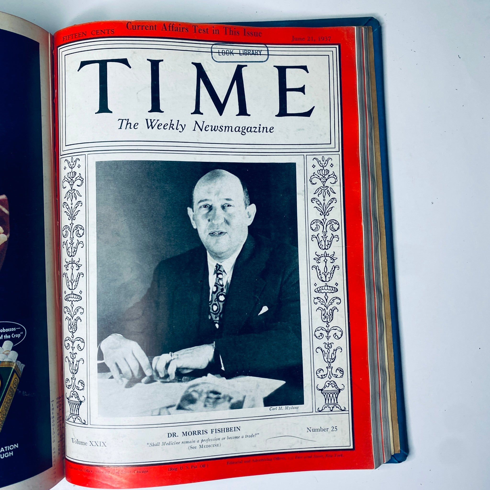 Time Magazine cover from June 21, 1937, showcasing Dr. Morris Fishbein, part of the Time Library Bound collection April 5 to June 28, 1937.