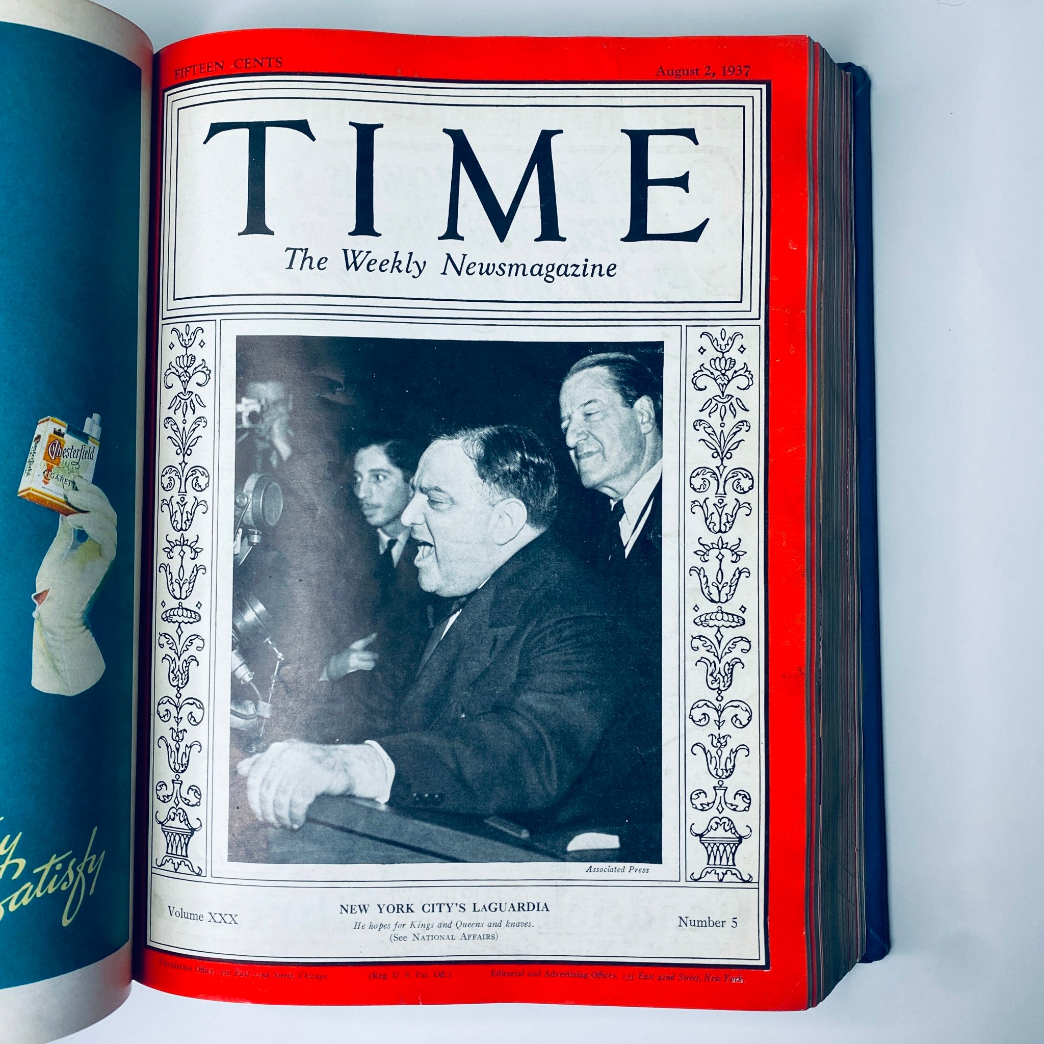 Cover of Time Magazine from August 2, 1937, showcasing New York City's LaGuardia, featured in the Time Magazine July 5 - September 27, 1937 Library Bound collection.
