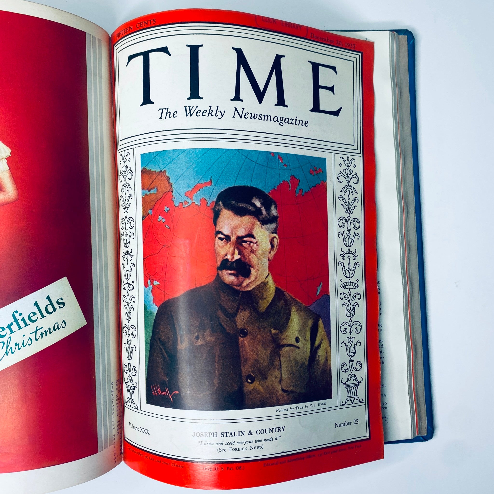 December 20, 1937 cover of Time Magazine highlighting Joseph Stalin, included in the Time Magazine 1937 July-Dec Bound volume.