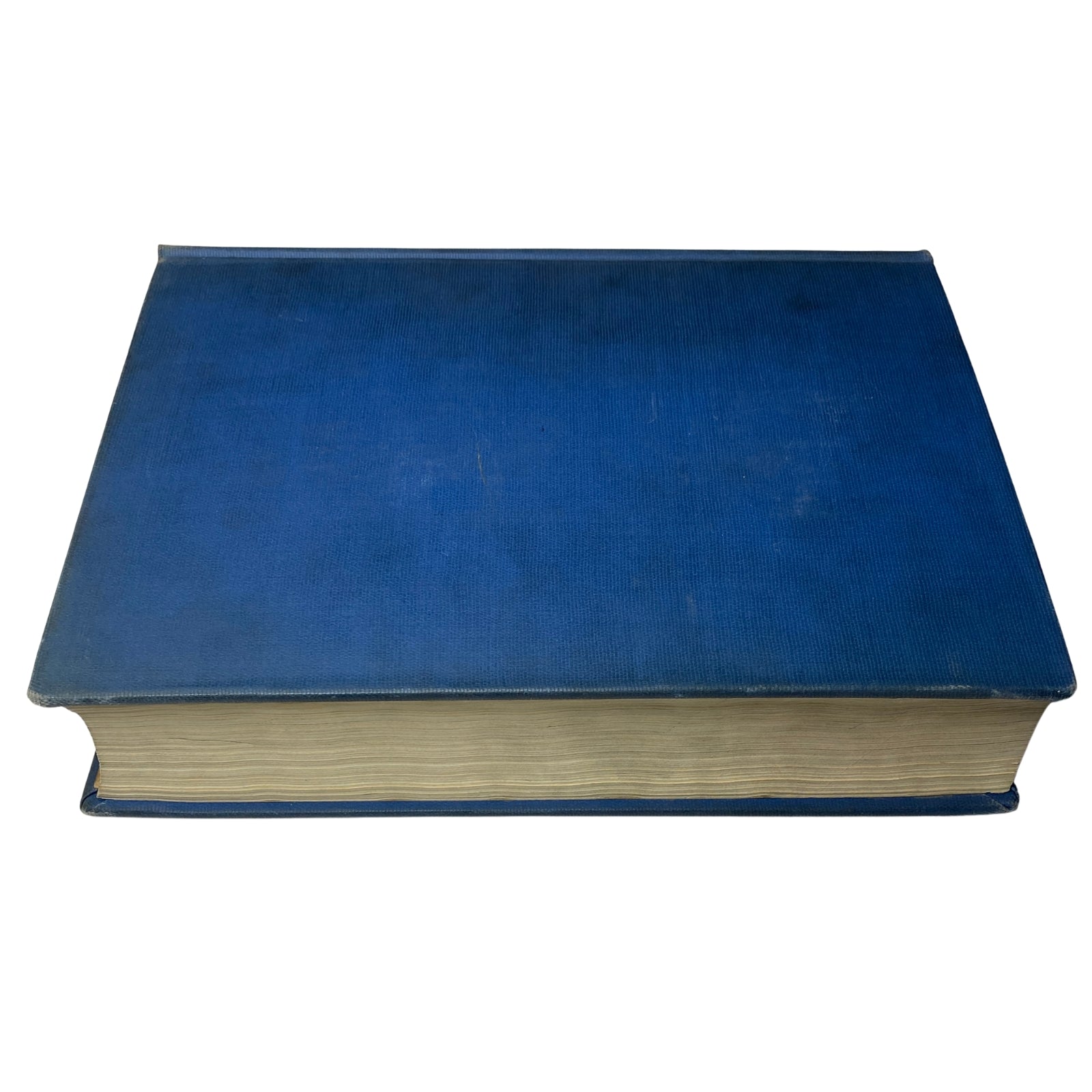 Top view of the Time Magazine Albert Einstein 1938 Reza Shah Pahlavi April-June Bound Volume, featuring a blue hardcover with a textured surface, ideal for collectors.