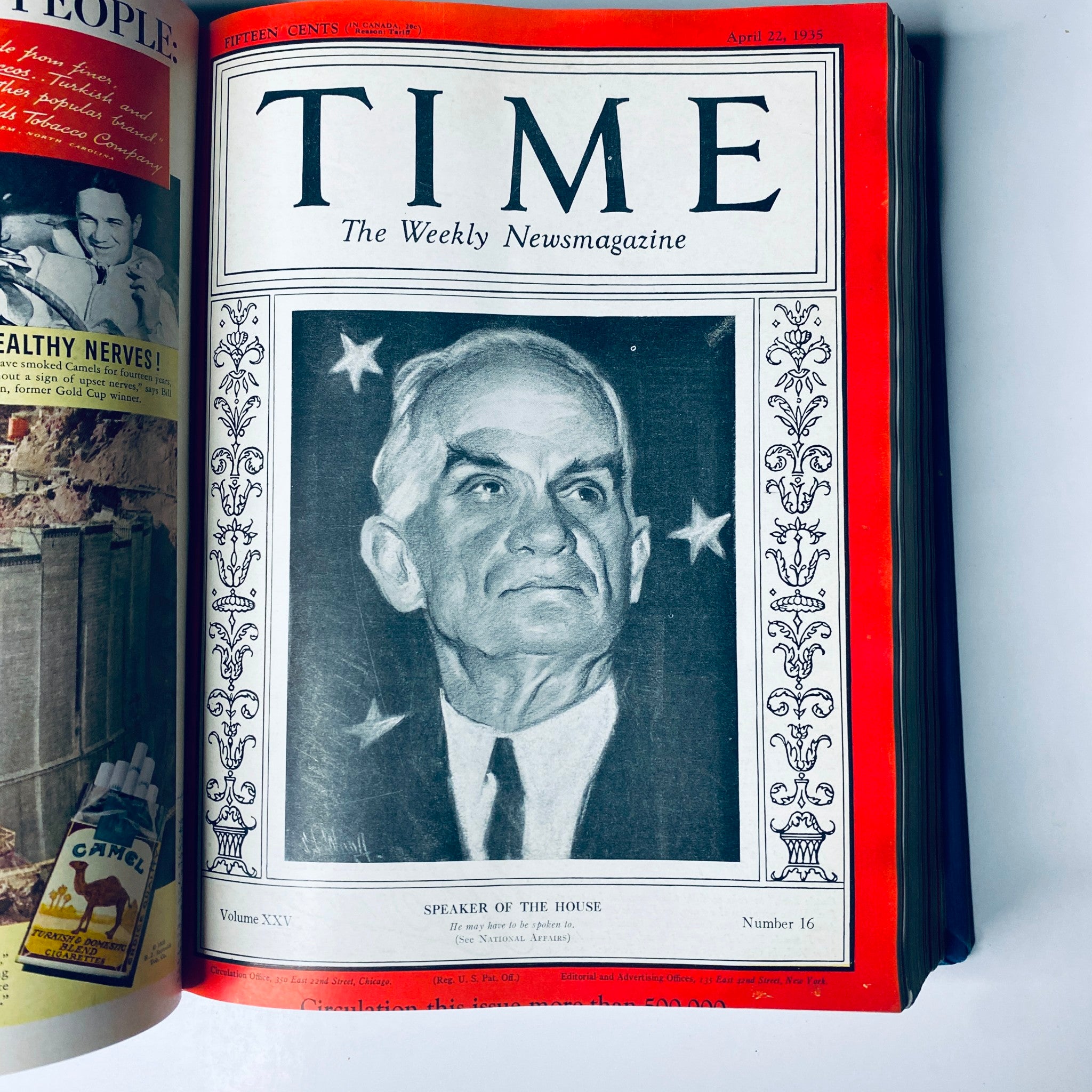 Cover of Time Magazine dated April 22, 1935 featuring Speaker of the House, displaying a portrait of the political figure.