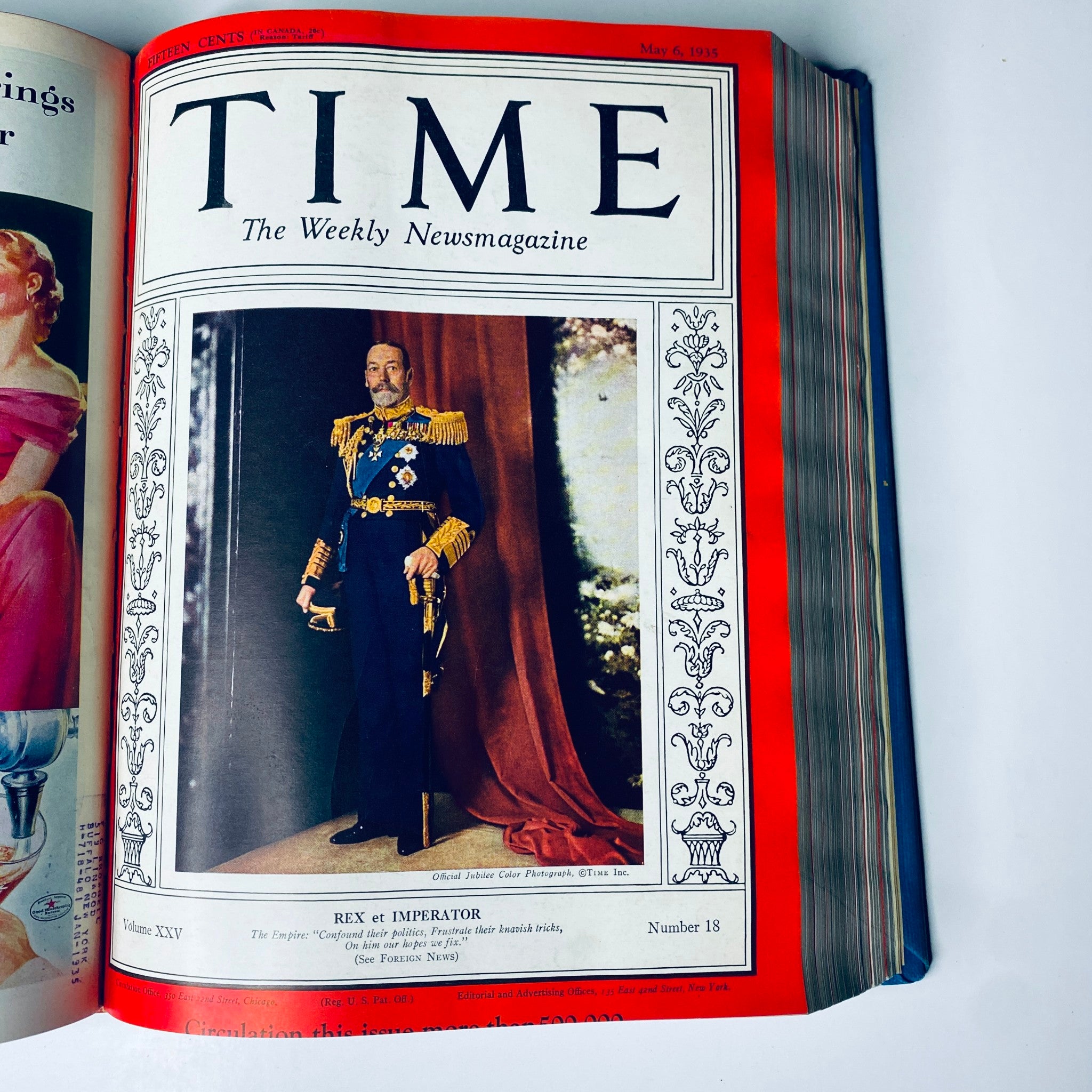 Time Magazine Library Bound April 1 - June 24, 1935 featuring a cover photo of Rex et Imperator, May 6, 1935 issue.
