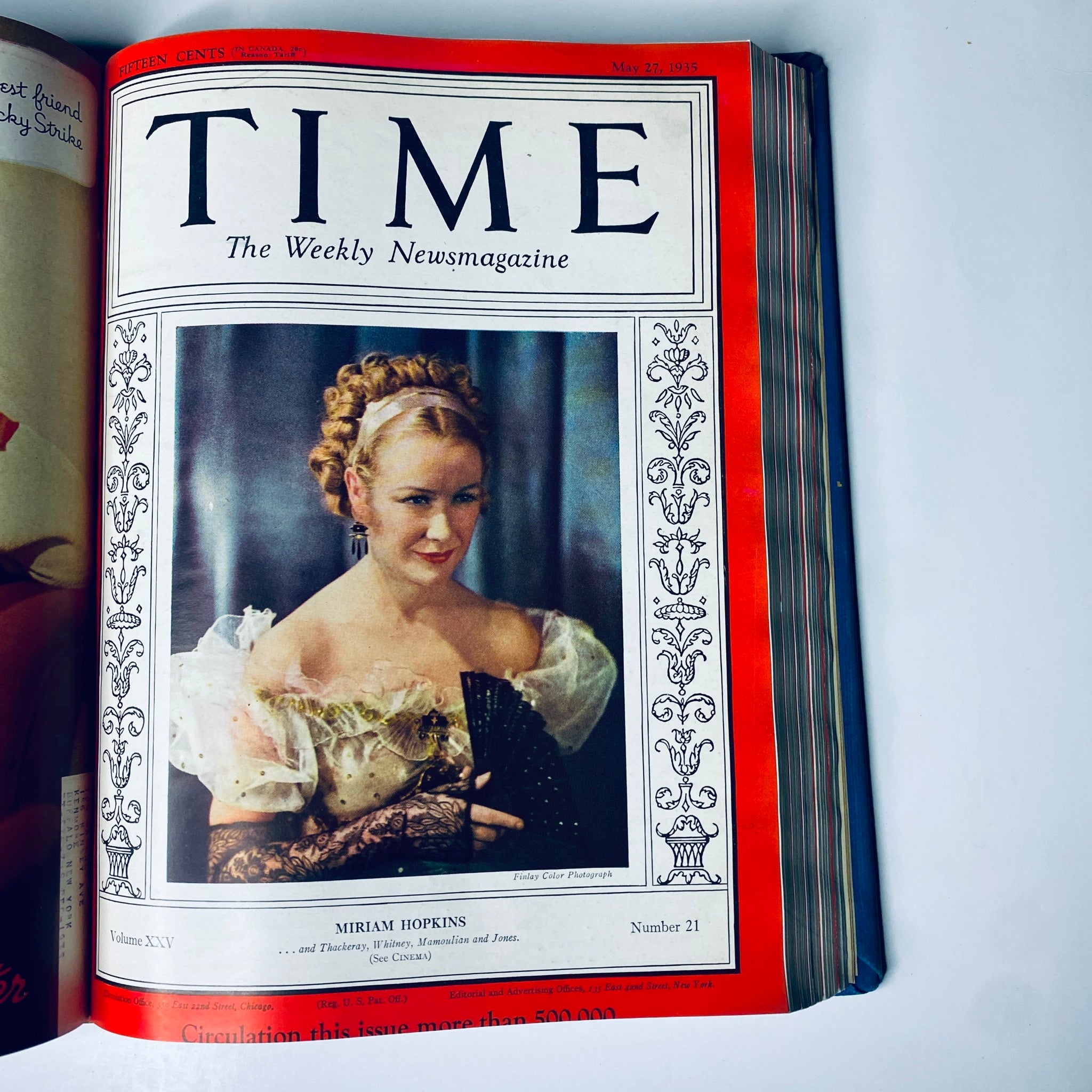 Time Magazine Library Bound April 1 - June 24, 1935 highlighting Miriam Hopkins on the cover from the May 27, 1935 issue.