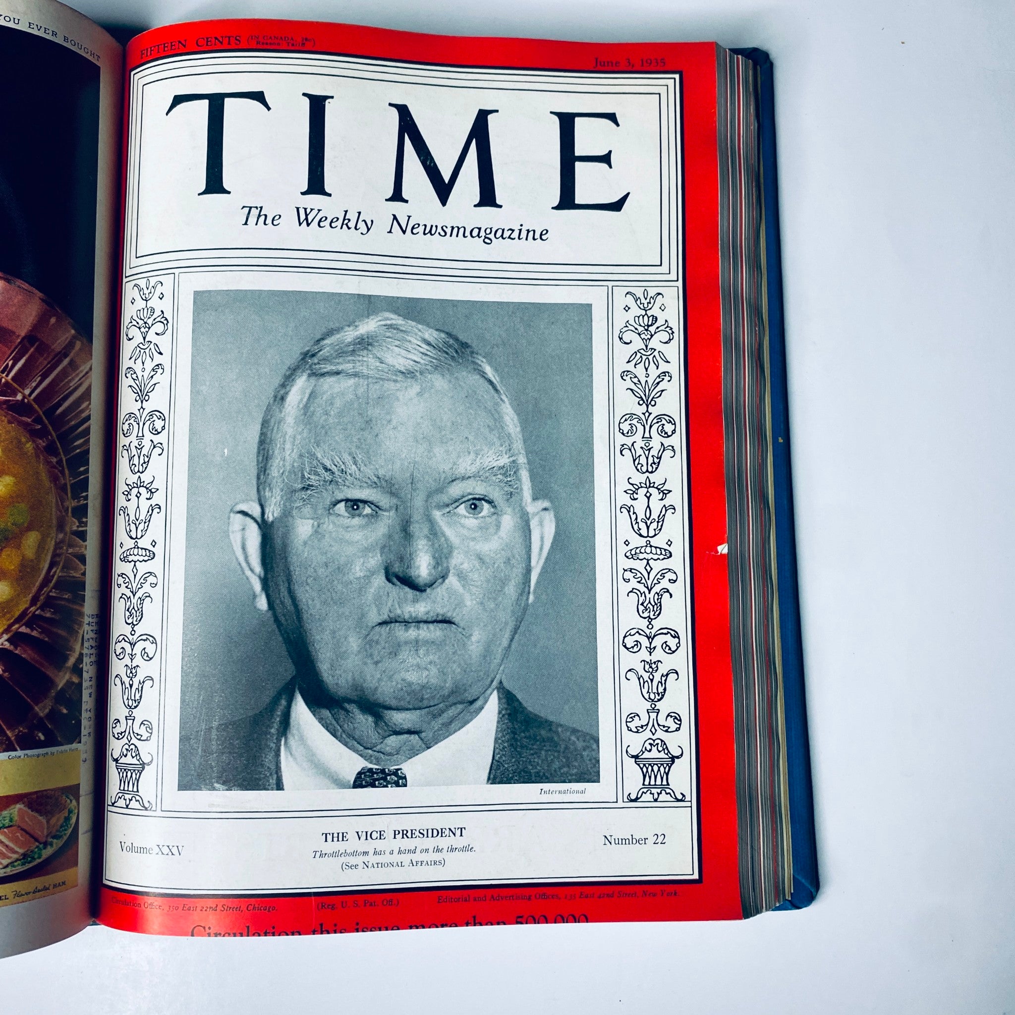 Time Magazine Library Bound April 1 - June 24, 1935 featuring the Vice President on the cover from the June 3, 1935 issue.