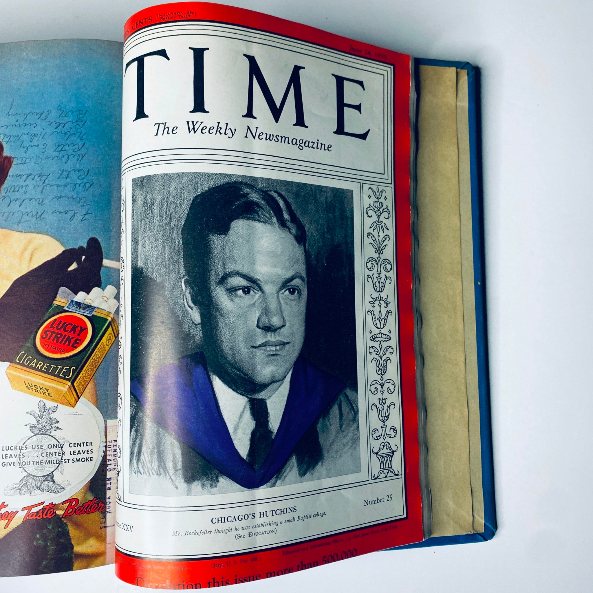 Cover of Time Magazine dated June 24, 1935 featuring Chicago's Hutchins, illustrating prominent societal figures in America.
