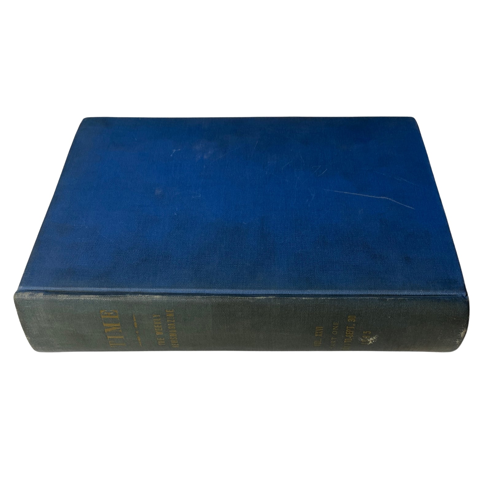 Top view of the library bound volume of Time Magazine, featuring issues from July 1 to September 30, 1935.