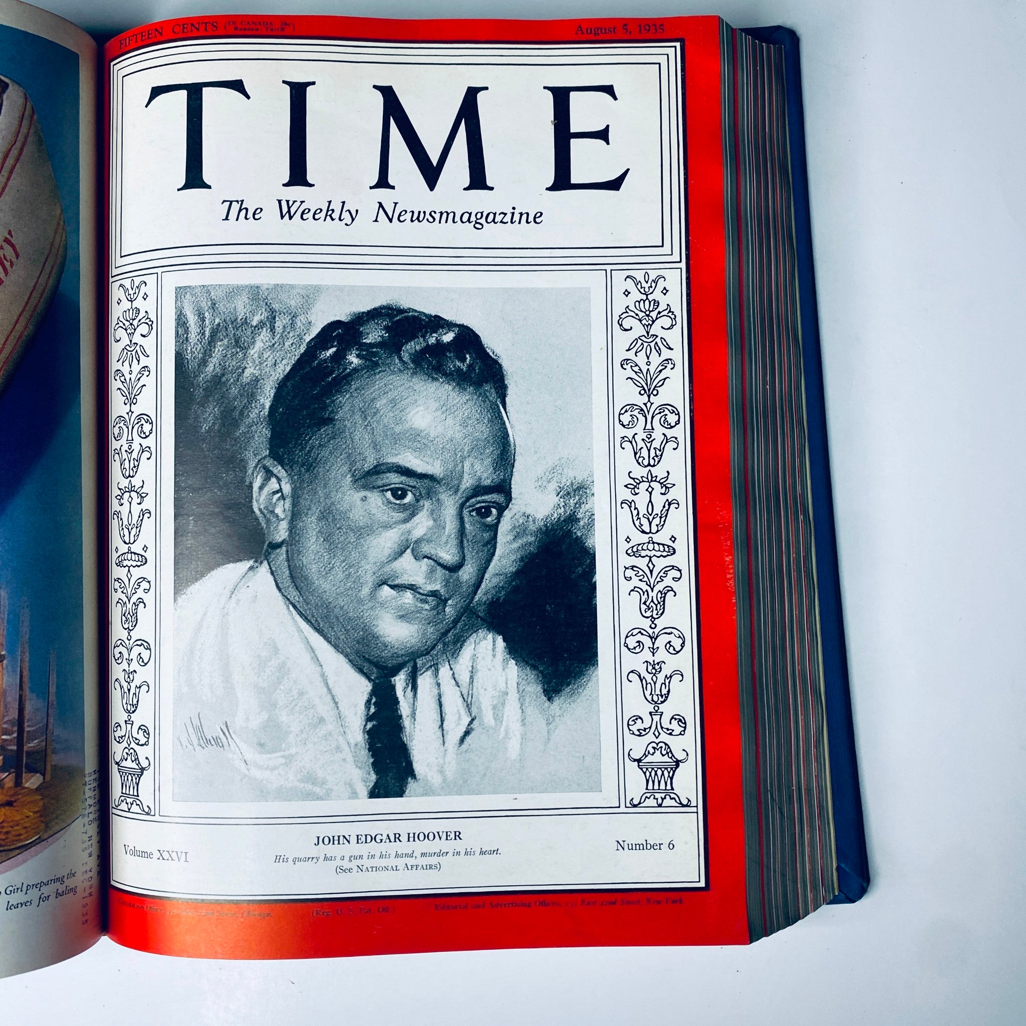 Time Magazine cover from August 5, 1935, showcasing John Edgar Hoover, emphasizing law enforcement and political issues of the era.