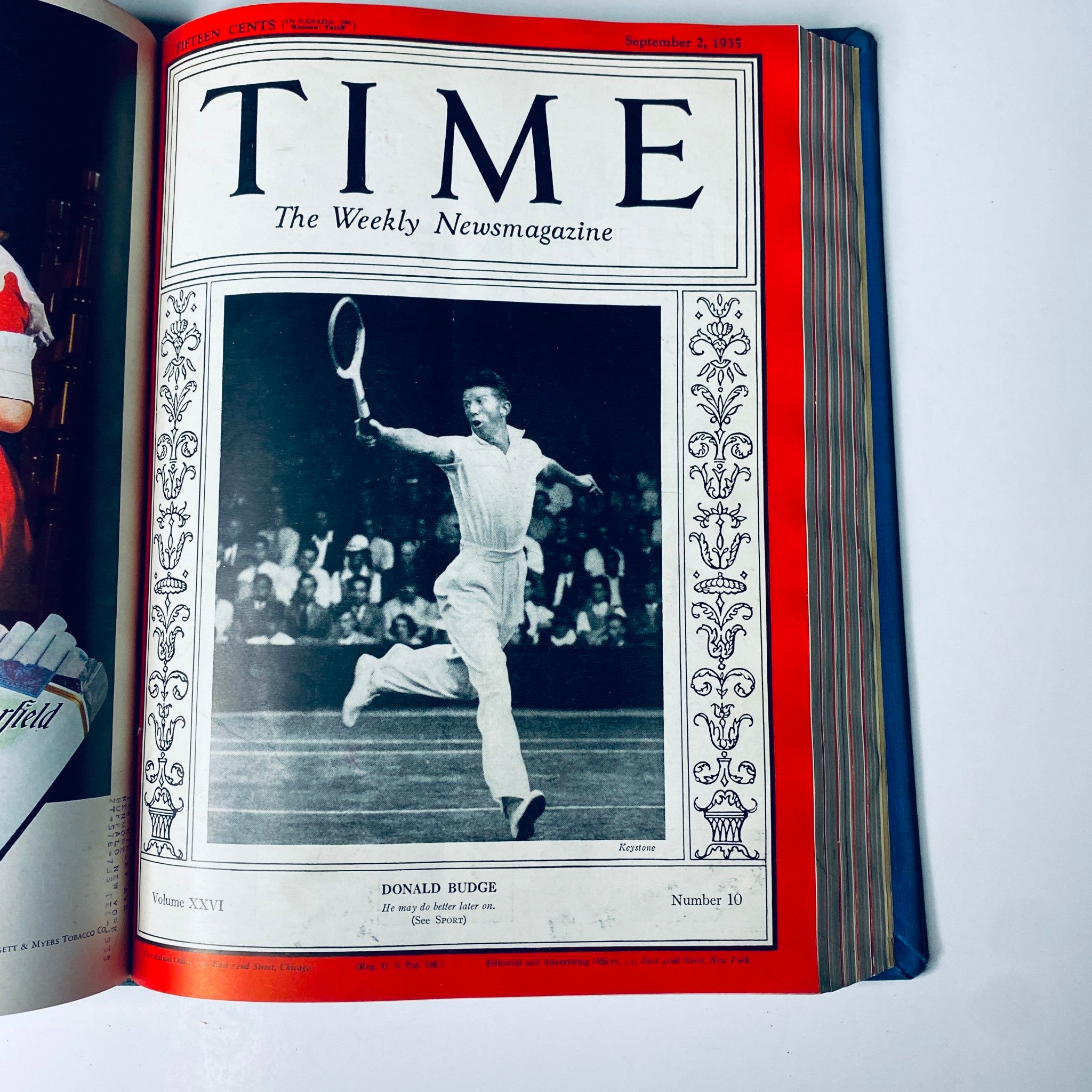Cover of Time Magazine from September 2, 1935, featuring tennis player Donald Budge, highlighting sports history and significant events from the mid-1930s.